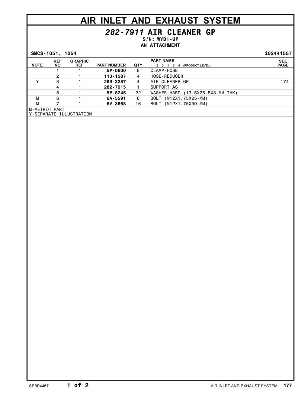 113-1587 HOSE-REDUCER · S/N WYB1-UP CAT parts manual diagram