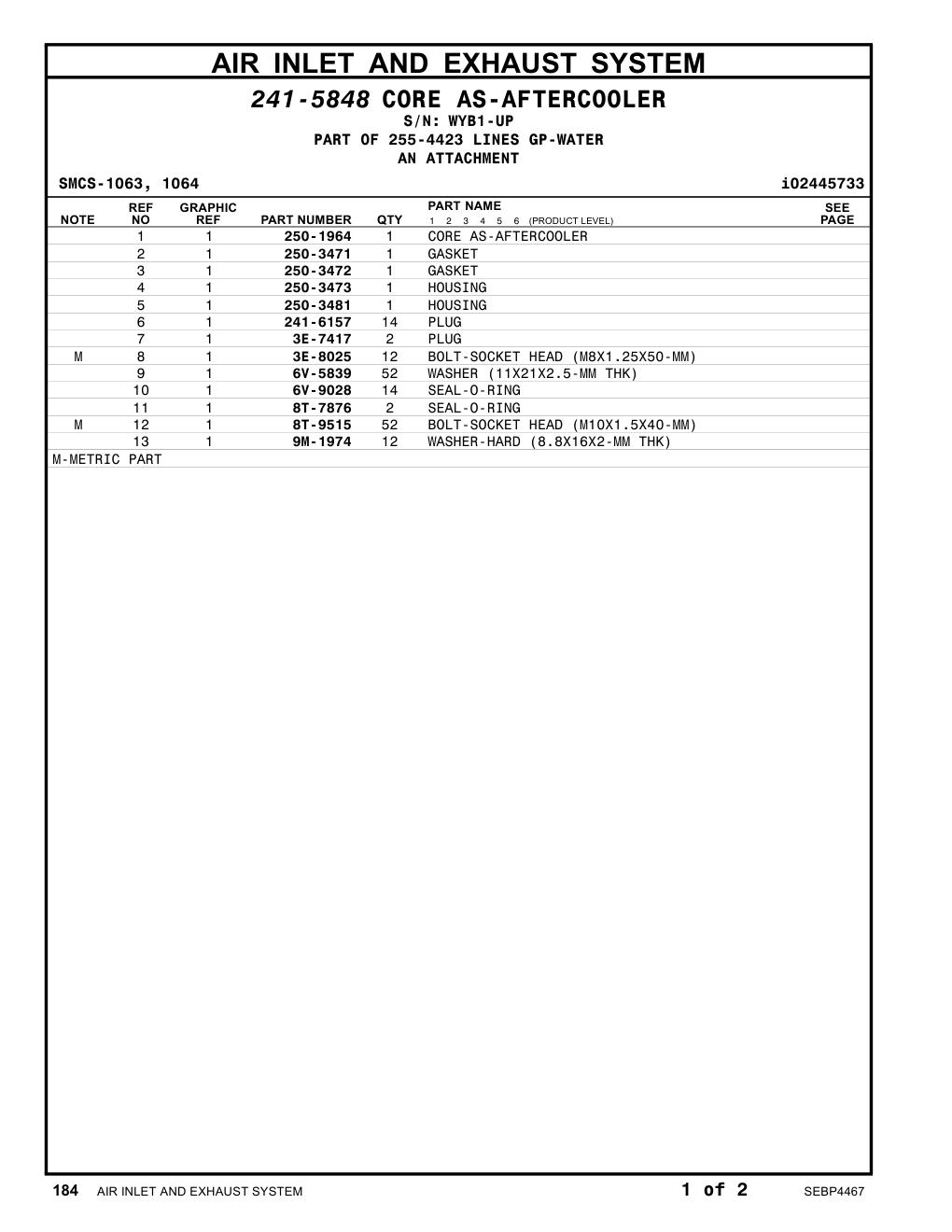 250-1964 - CORE AS-AFTERCOOLER