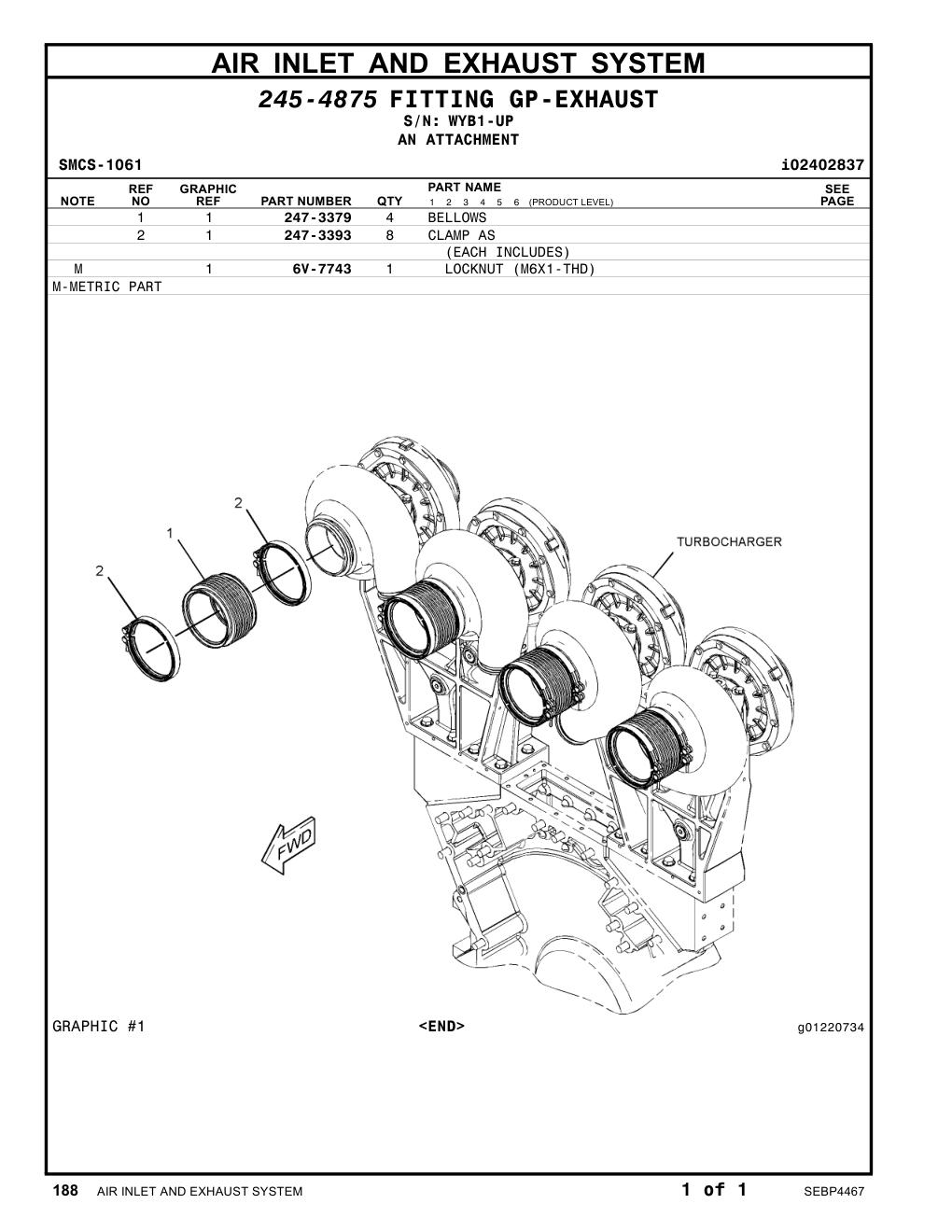 247-3379 BELLOWS · S/N WYB1-UP CAT parts manual diagram