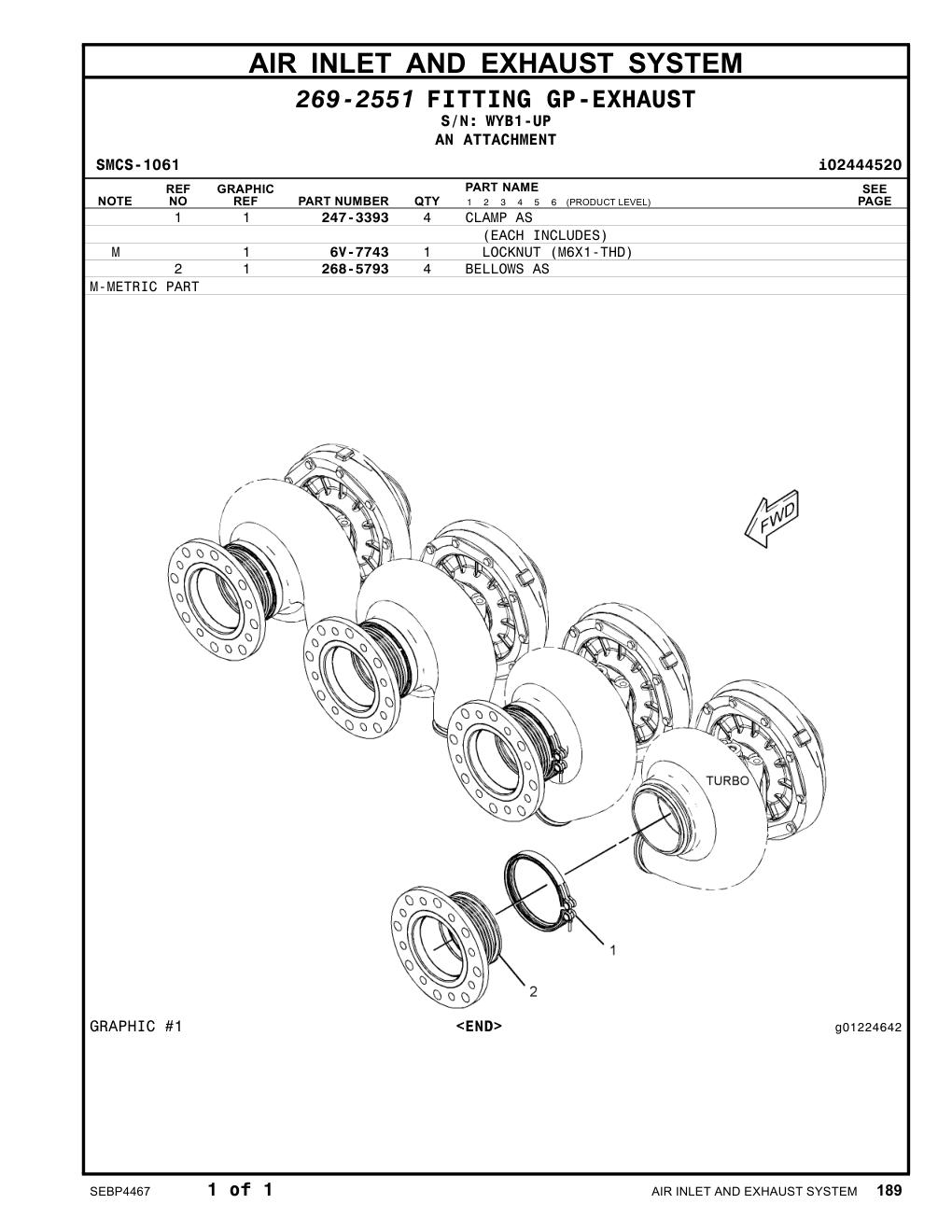 268-5793 BELLOWS AS · S/N WYB1-UP CAT parts manual diagram