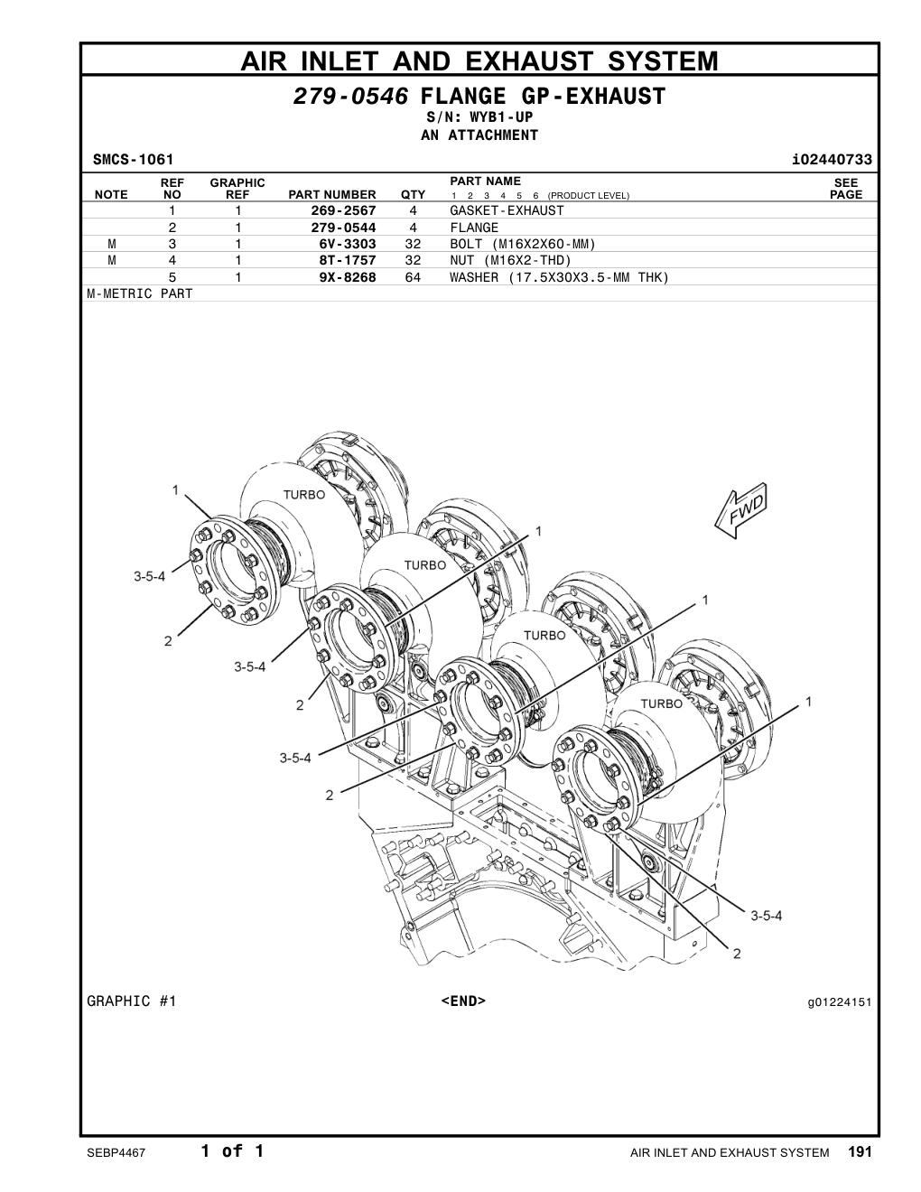 269-2567 GASKET-EXHAUST · S/N WYB1-UP CAT parts manual diagram