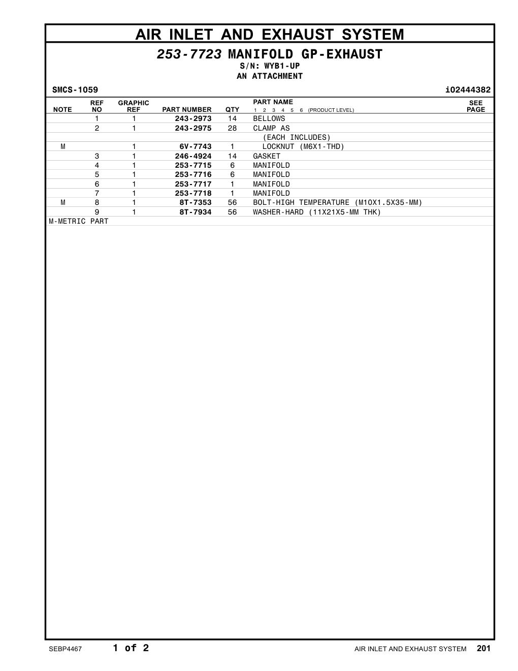 253-7715 MANIFOLD · S/N WYB1-UP CAT parts manual diagram