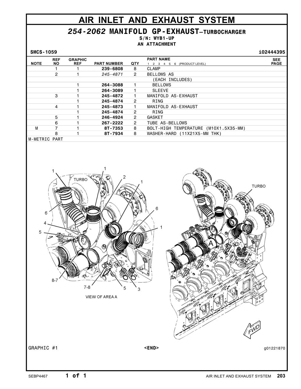 267-2222 TUBE AS-BELLOWS · S/N WYB1-UP CAT parts manual diagram