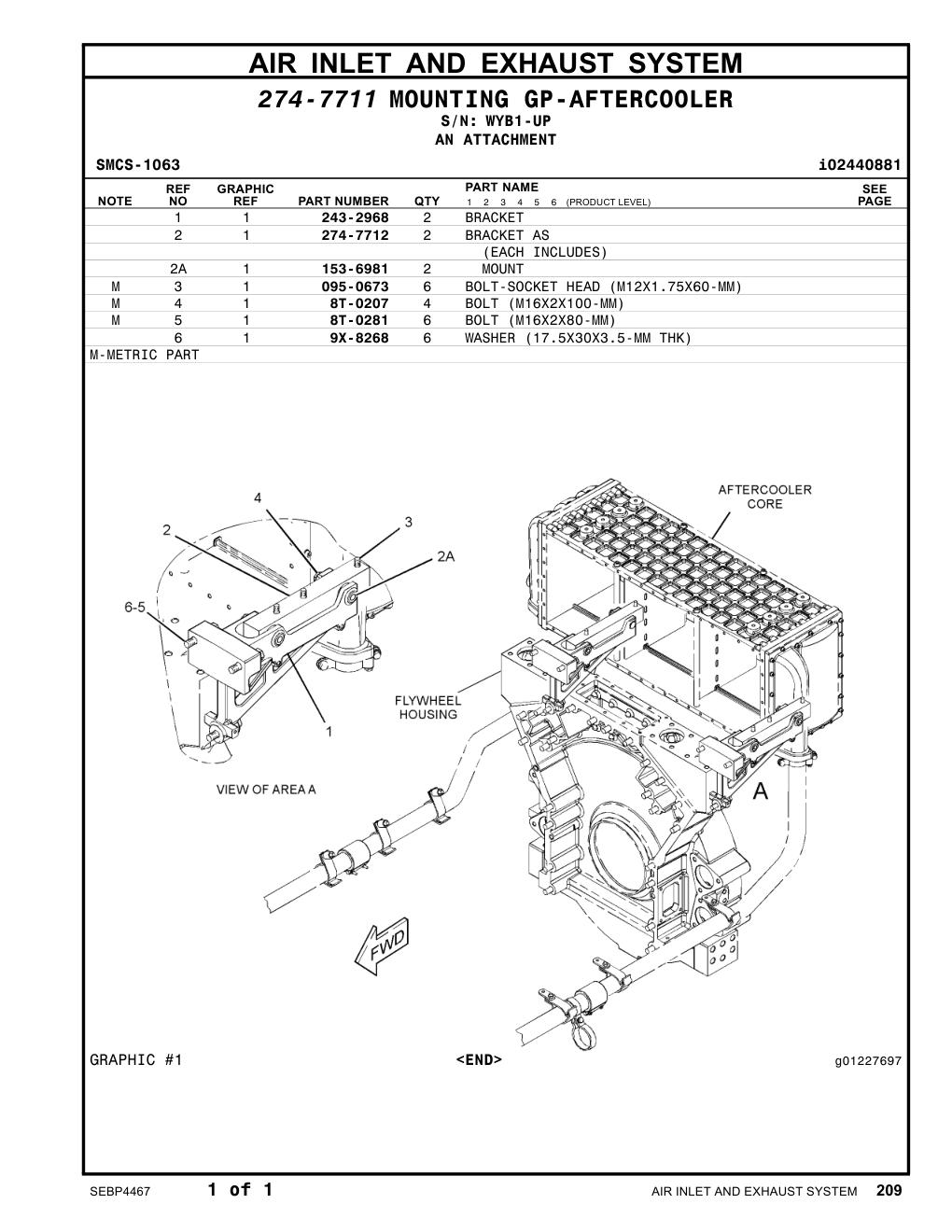 274-7712 BRACKET AS · S/N WYB1-UP CAT parts manual diagram