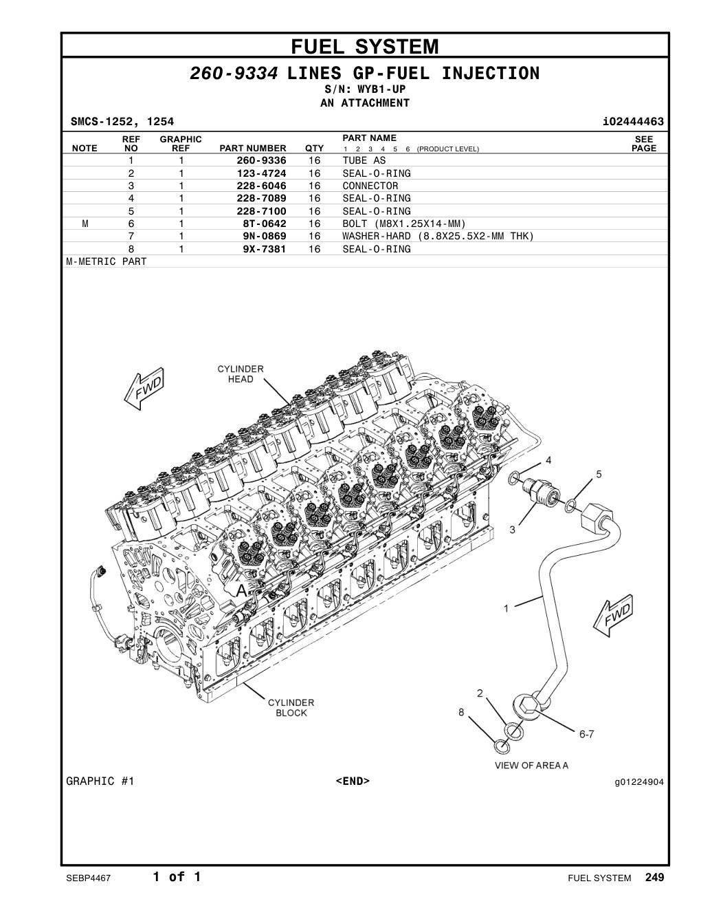 260-9336 TUBE AS · S/N WYB1-UP CAT parts manual diagram