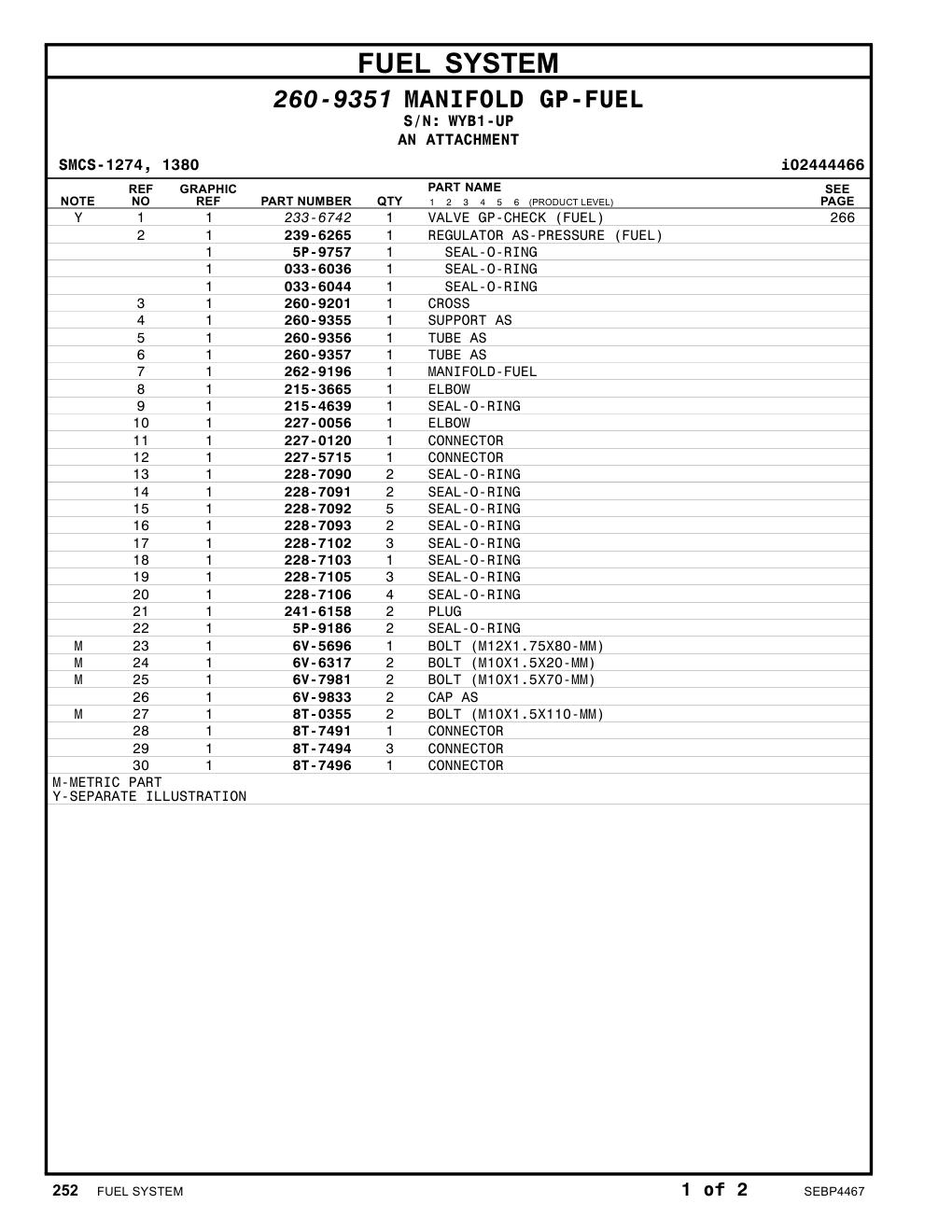 5P-9186 SEAL-O-RING · S/N WYB1-UP CAT parts manual diagram