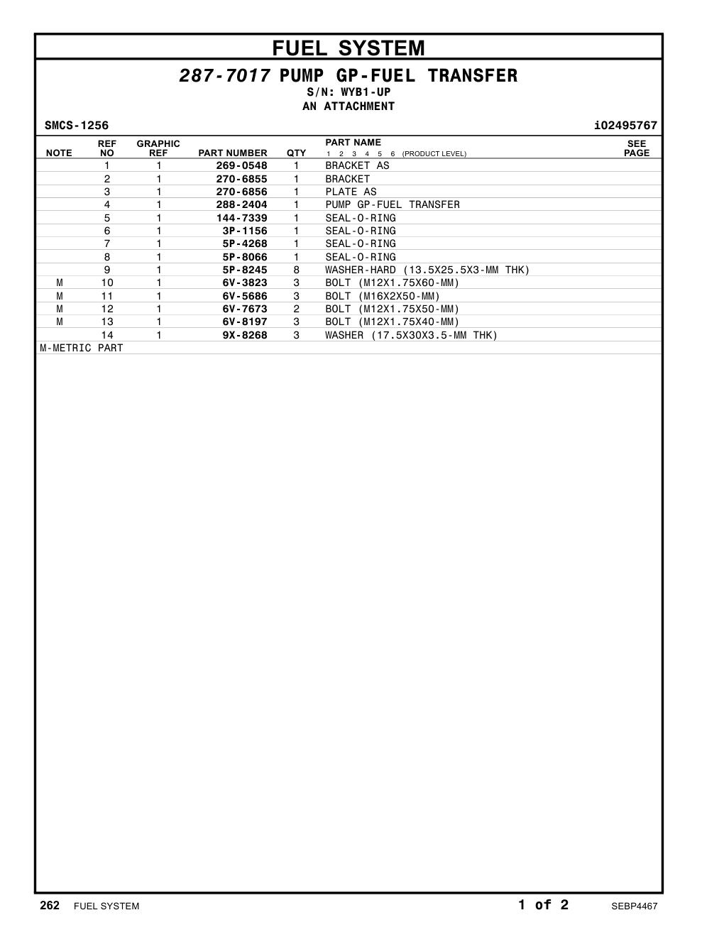 5P-4268 SEAL-O-RING · S/N WYB1-UP CAT parts manual diagram