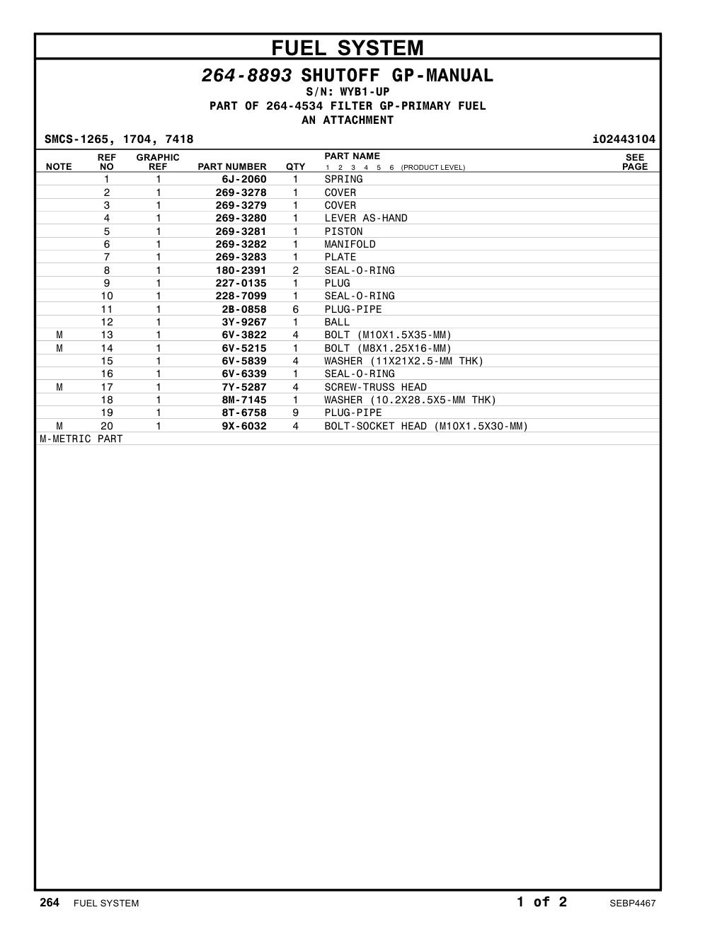 180-2391 SEAL-O-RING · S/N WYB1-UP CAT parts manual diagram