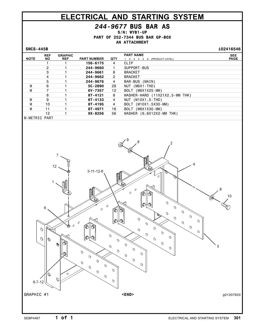 244-9676 BAR-BUS (MAIN) · S/N WYB1-UP CAT parts manual diagram
