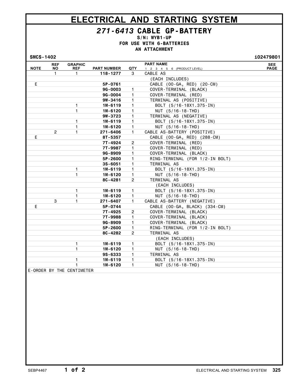 271-6406 - CABLE AS-BATTERY (POSITIVE)