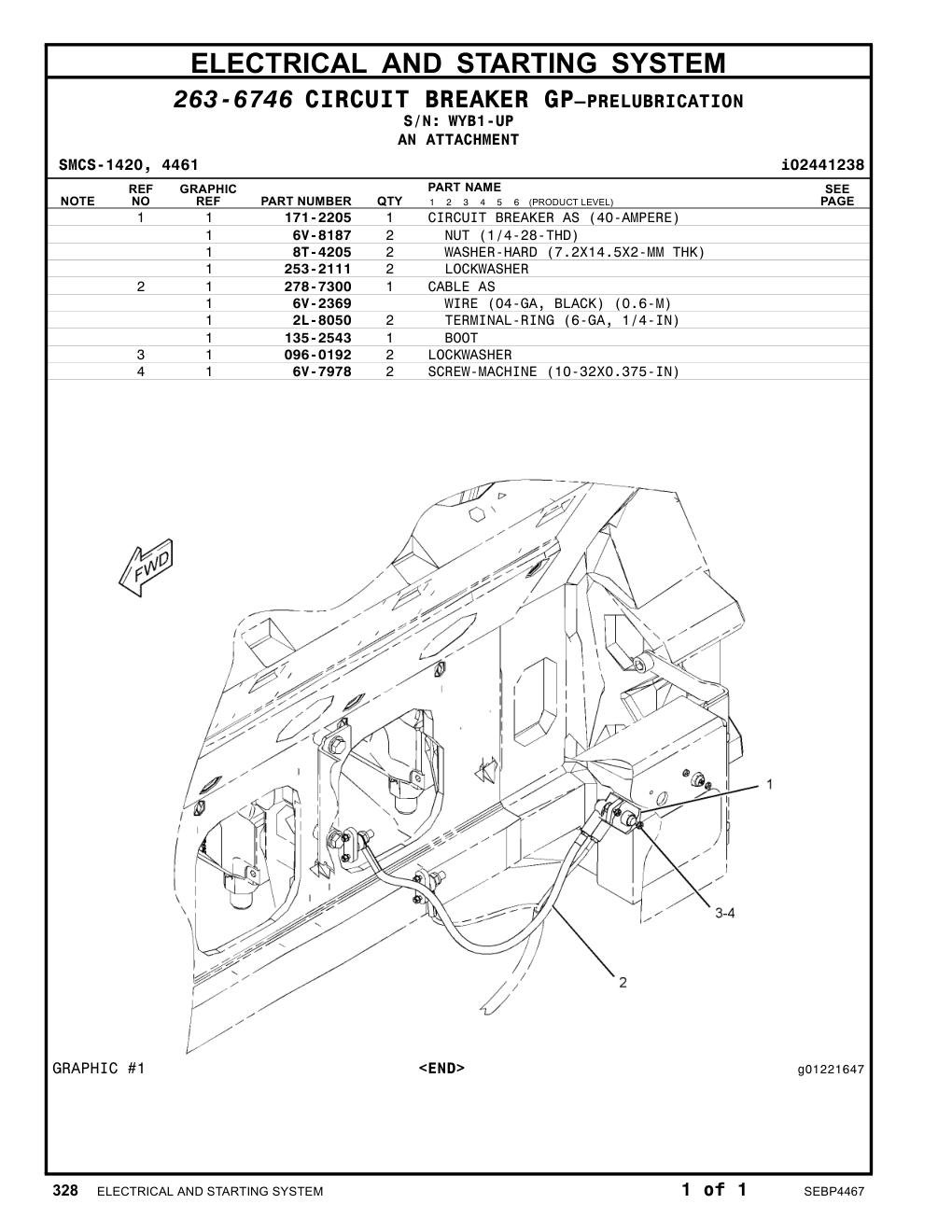 278-7300 CABLE AS · S/N WYB1-UP CAT parts manual diagram