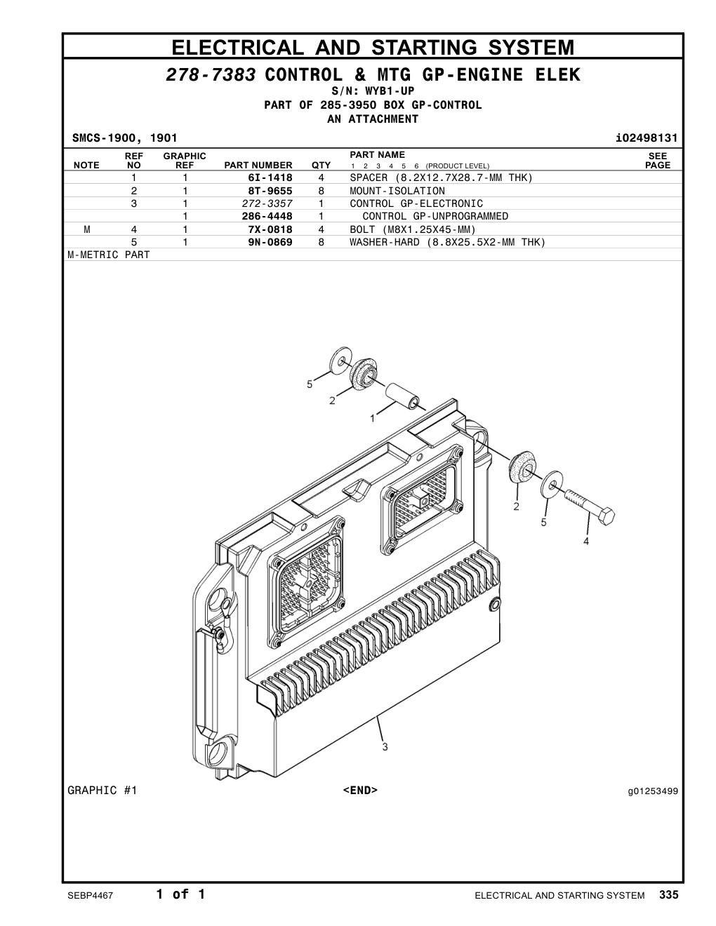 286-4448 CONTROL GP-UNPROGRAMMED · S/N WYB1-UP CAT parts manual diagram