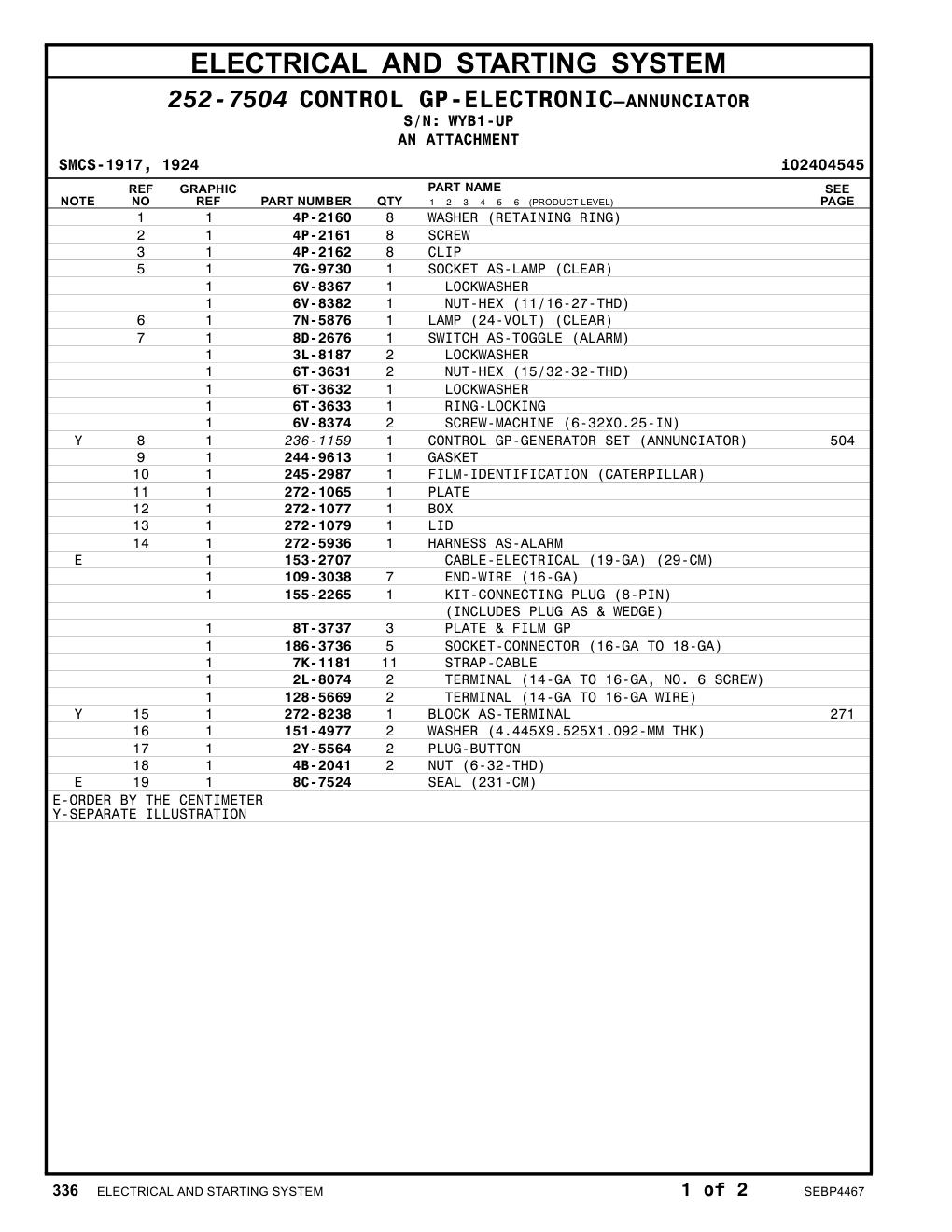 2Y-5564 PLUG-BUTTON · S/N WYB1-UP CAT parts manual diagram