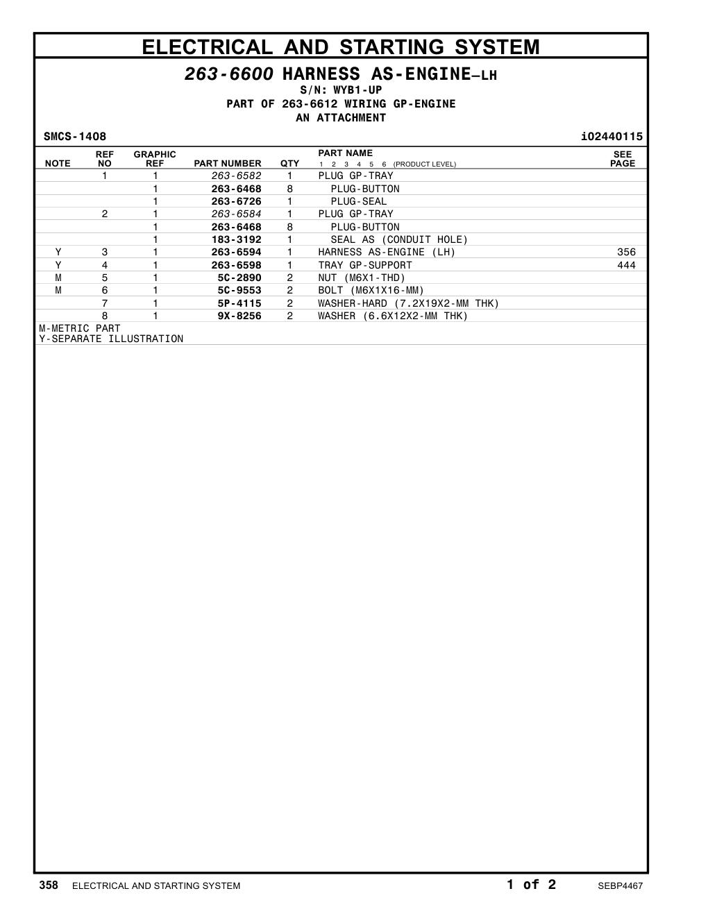 263-6726 PLUG-SEAL · S/N WYB1-UP CAT parts manual diagram