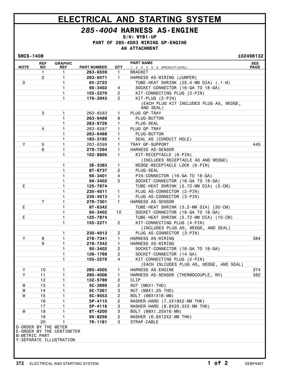 285-4006 - HARNESS AS-SENSOR (THERMOCOUPLE, RH)