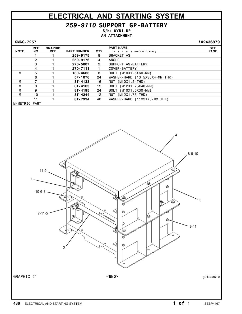 259-9176 ANGLE · S/N WYB1-UP CAT parts manual diagram