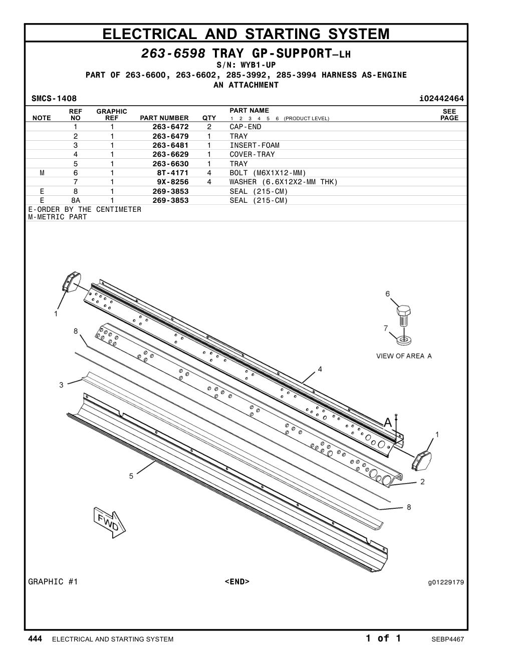263-6479 TRAY · S/N WYB1-UP CAT parts manual diagram