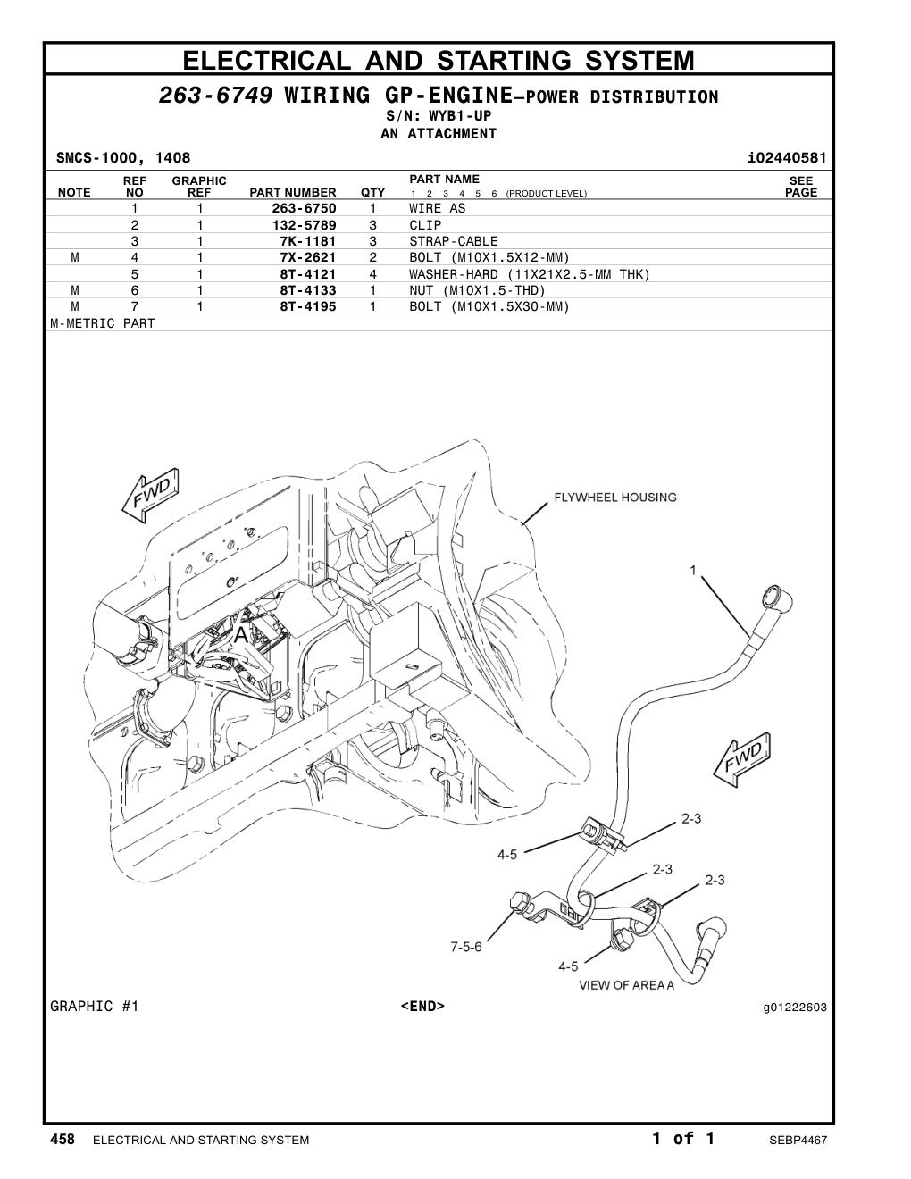 263-6750 WIRE AS · S/N WYB1-UP CAT parts manual diagram