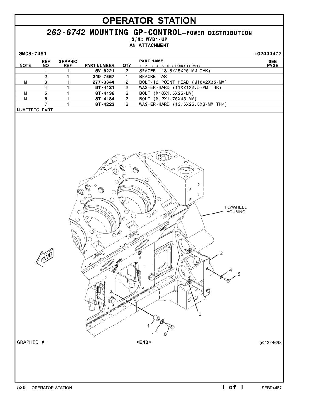 249-7557 BRACKET AS · S/N WYB1-UP CAT parts manual diagram