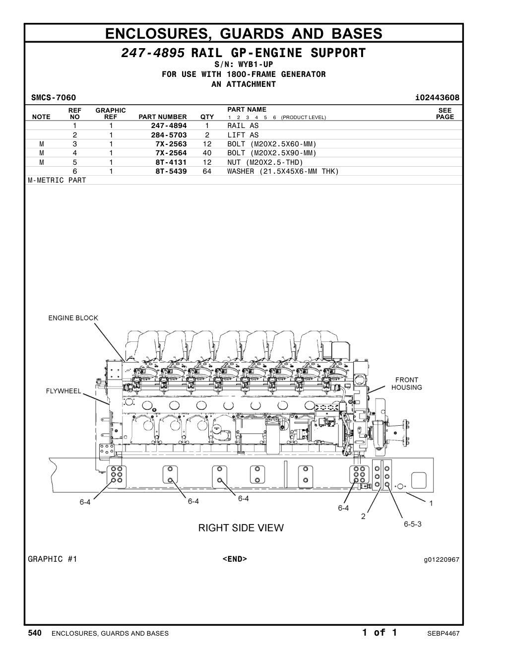 284-5703 LIFT AS · S/N WYB1-UP CAT parts manual diagram