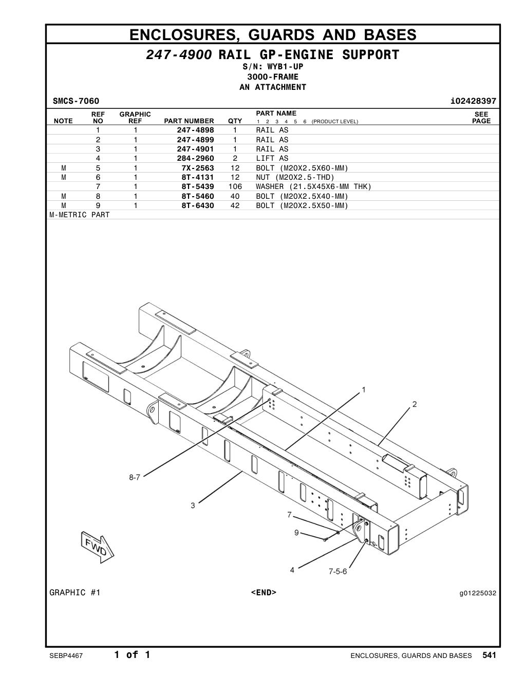 284-2960 LIFT AS · S/N WYB1-UP CAT parts manual diagram