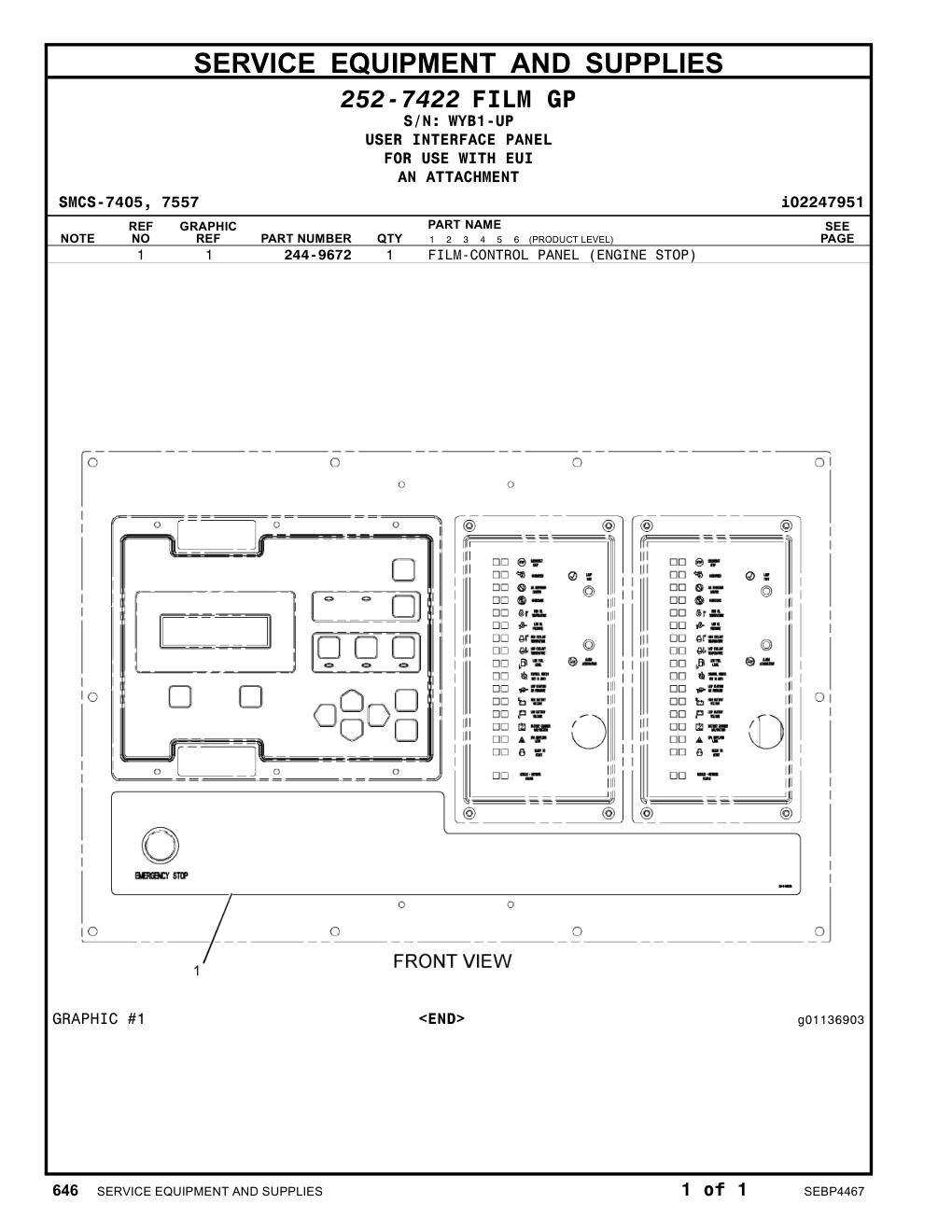 244-9672 - FILM-CONTROL PANEL (ENGINE STOP)