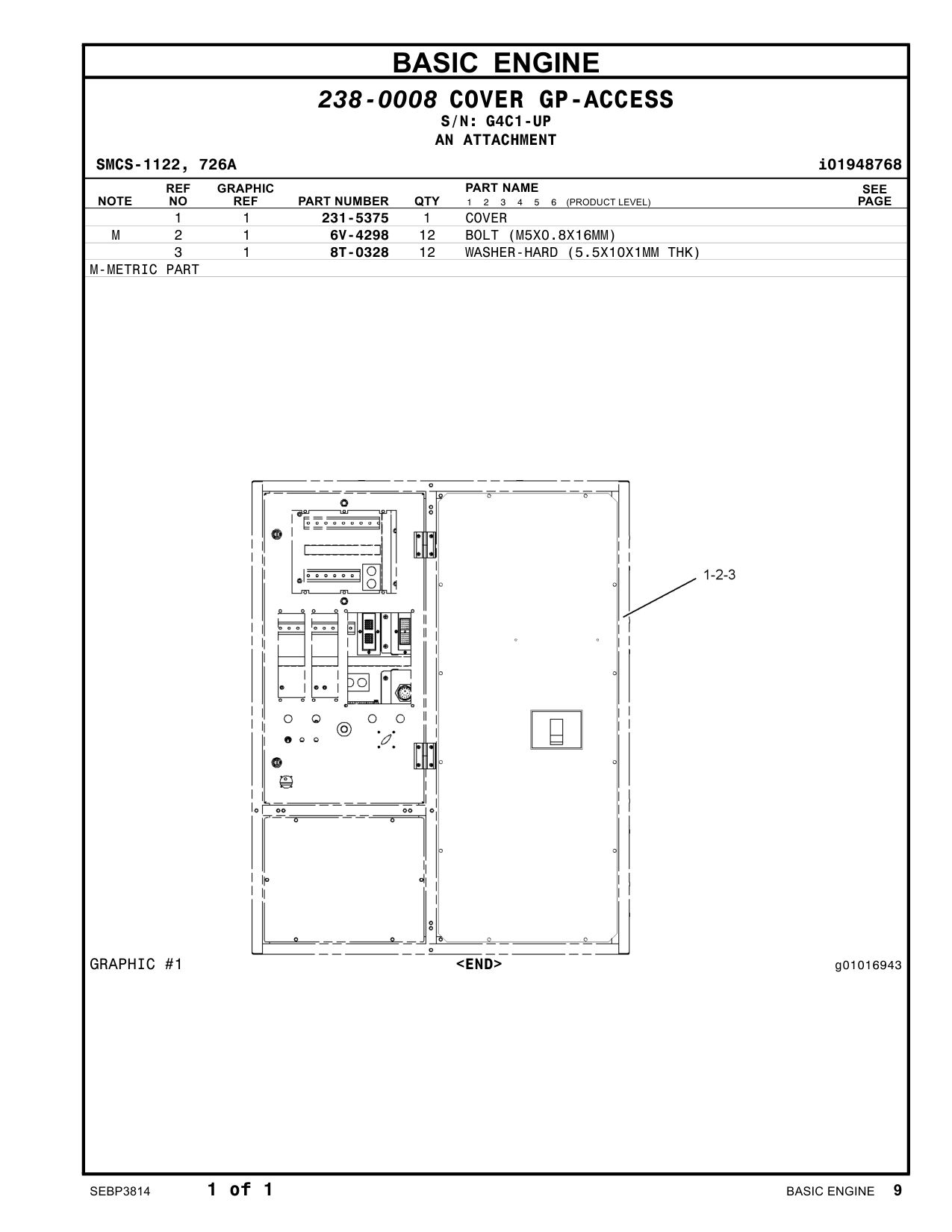 231-5375 COVER · S/N G4C1-UP CAT parts manual diagram