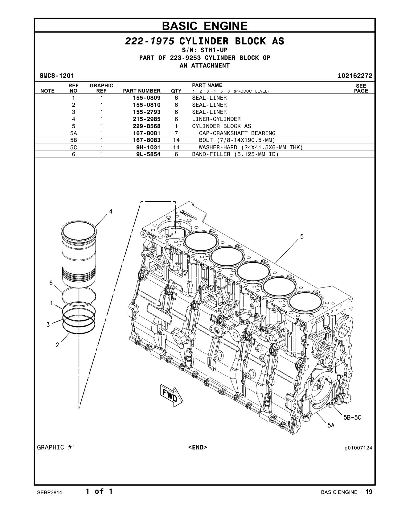 155-2793 SEAL-LINER · S/N STH1-UP CAT parts manual diagram