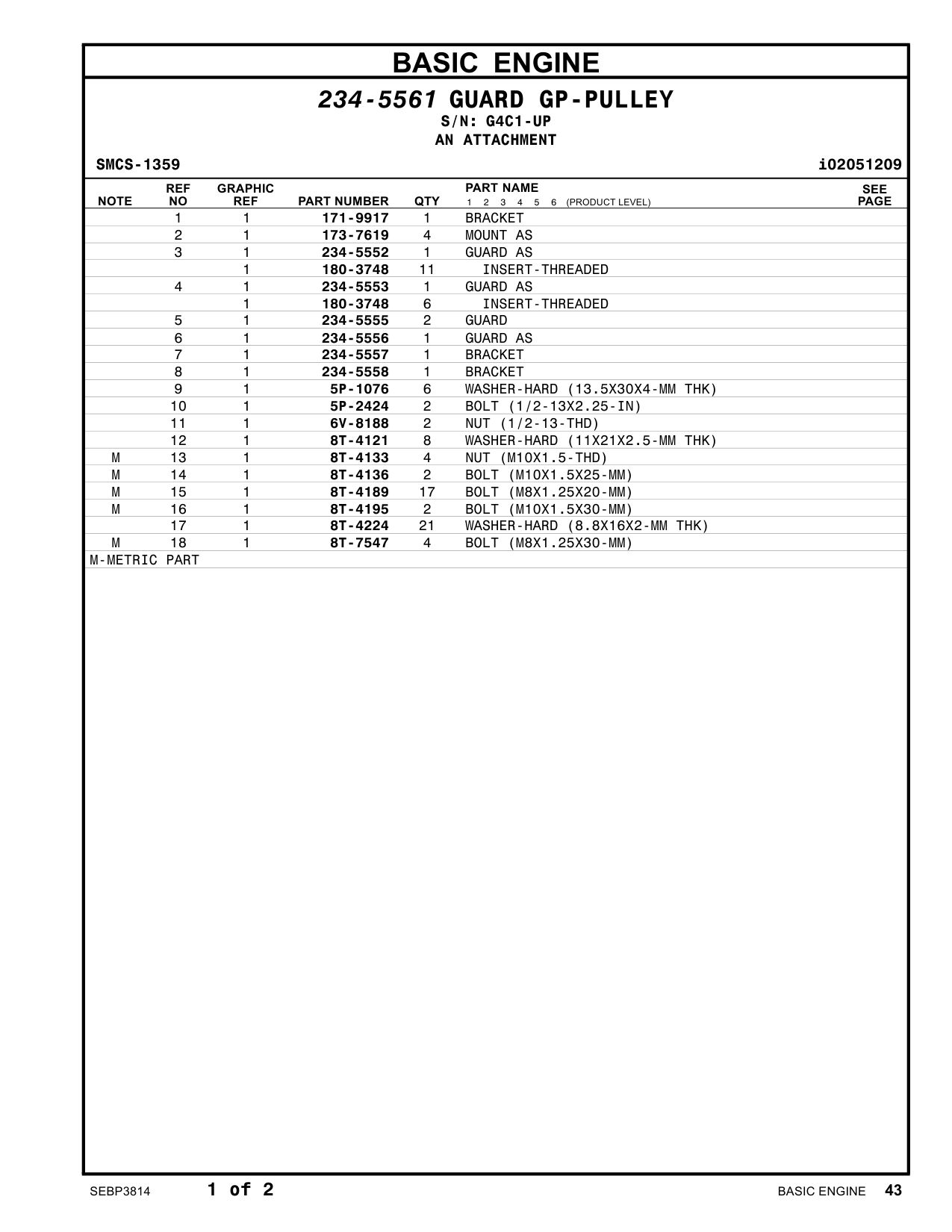 234-5555 GUARD · S/N G4C1-UP CAT parts manual diagram