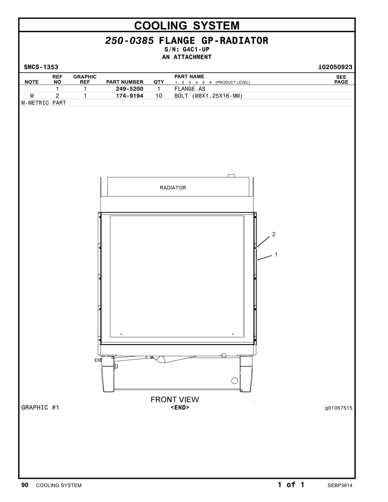 249-5200 FLANGE AS · S/N G4C1-UP CAT parts manual diagram