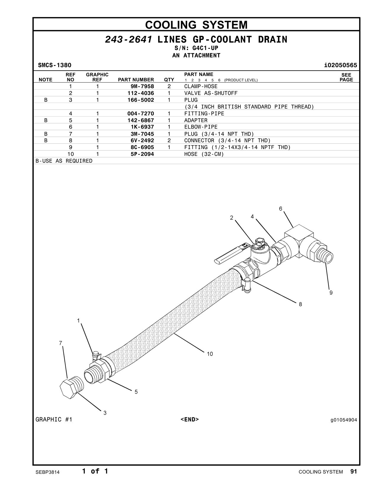 8C-6905 FITTING (1/2-14X3/4-14 NPTF THD) · S/N G4C1-UP CAT parts manual diagram