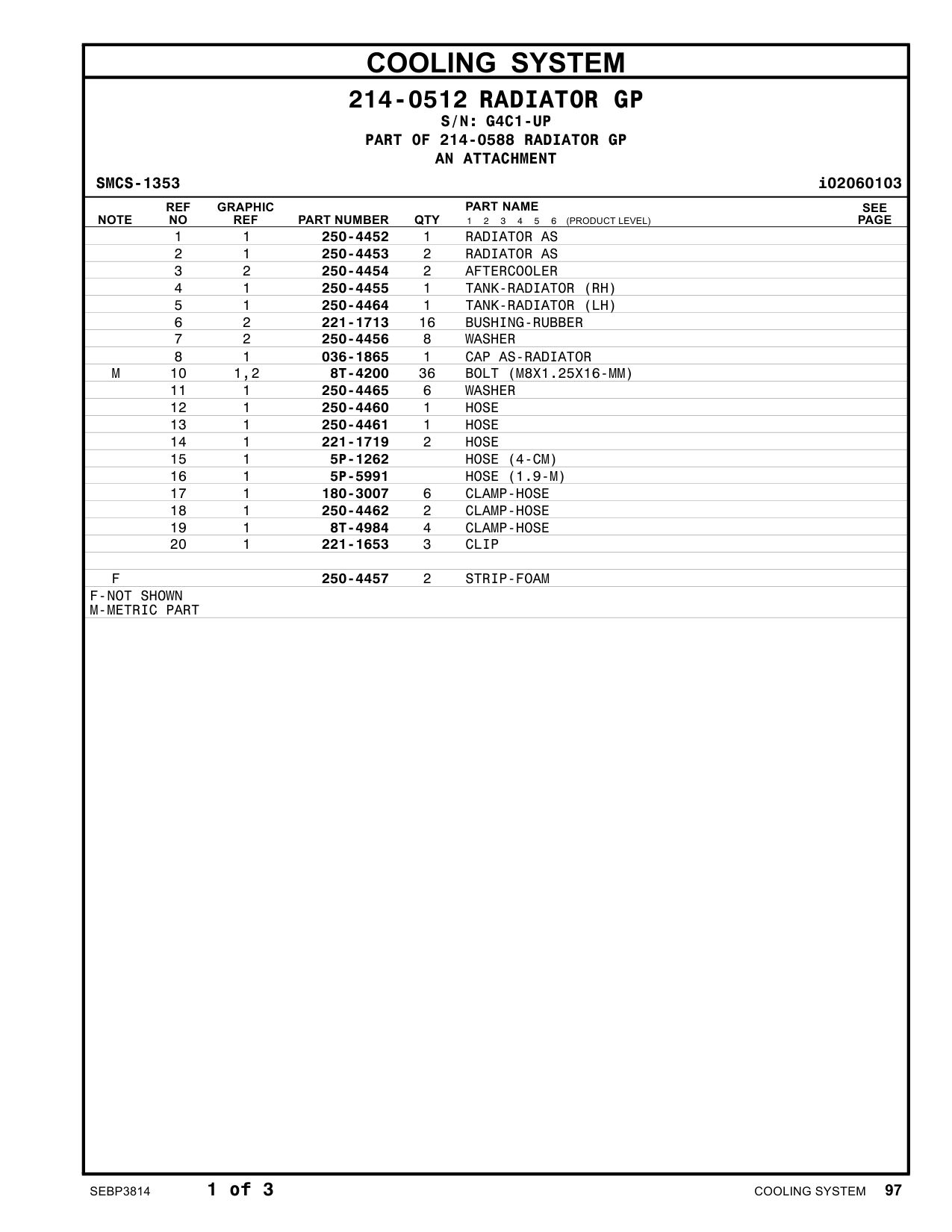 250-4461 HOSE · S/N G4C1-UP CAT parts manual diagram