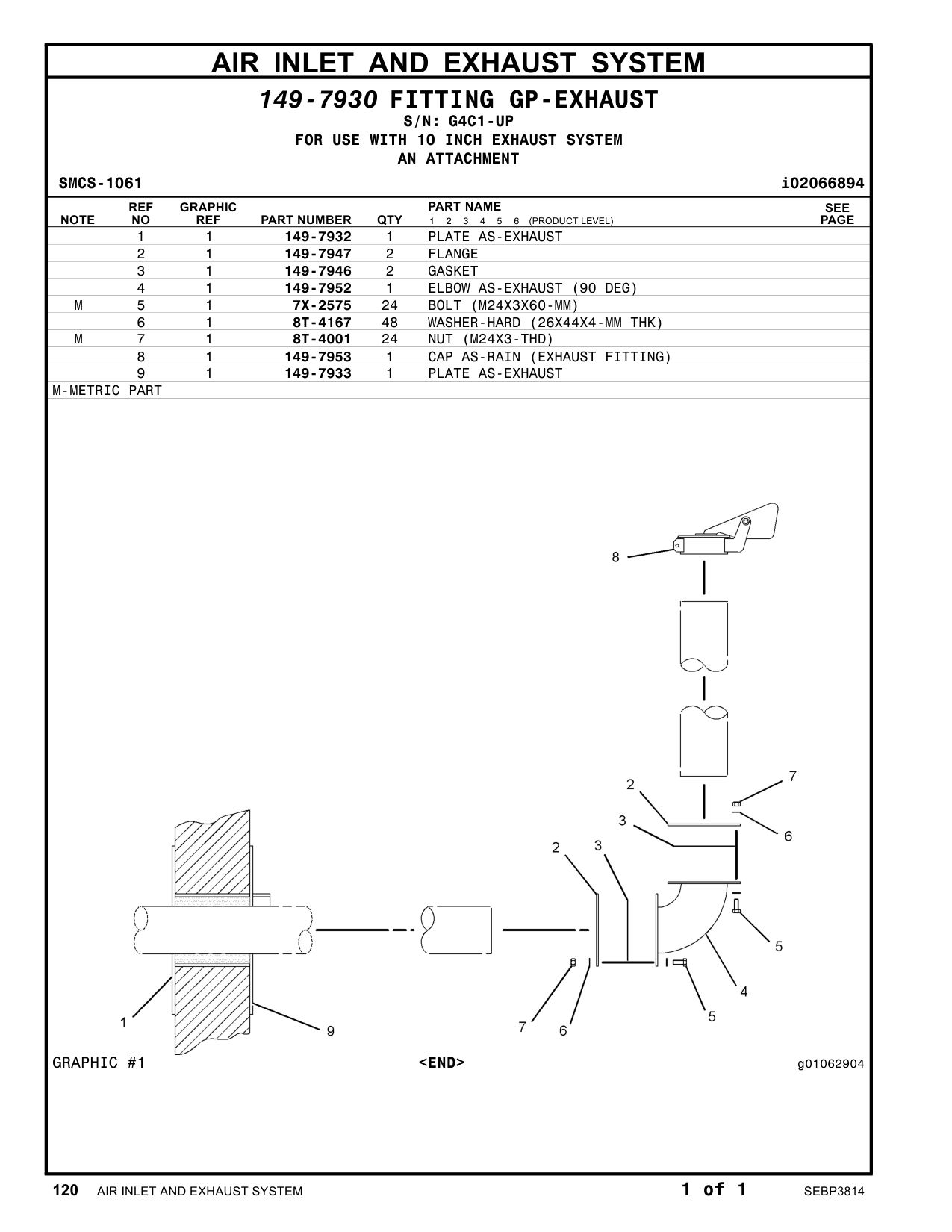 149-7933 PLATE AS-EXHAUST · S/N G4C1-UP CAT parts manual diagram