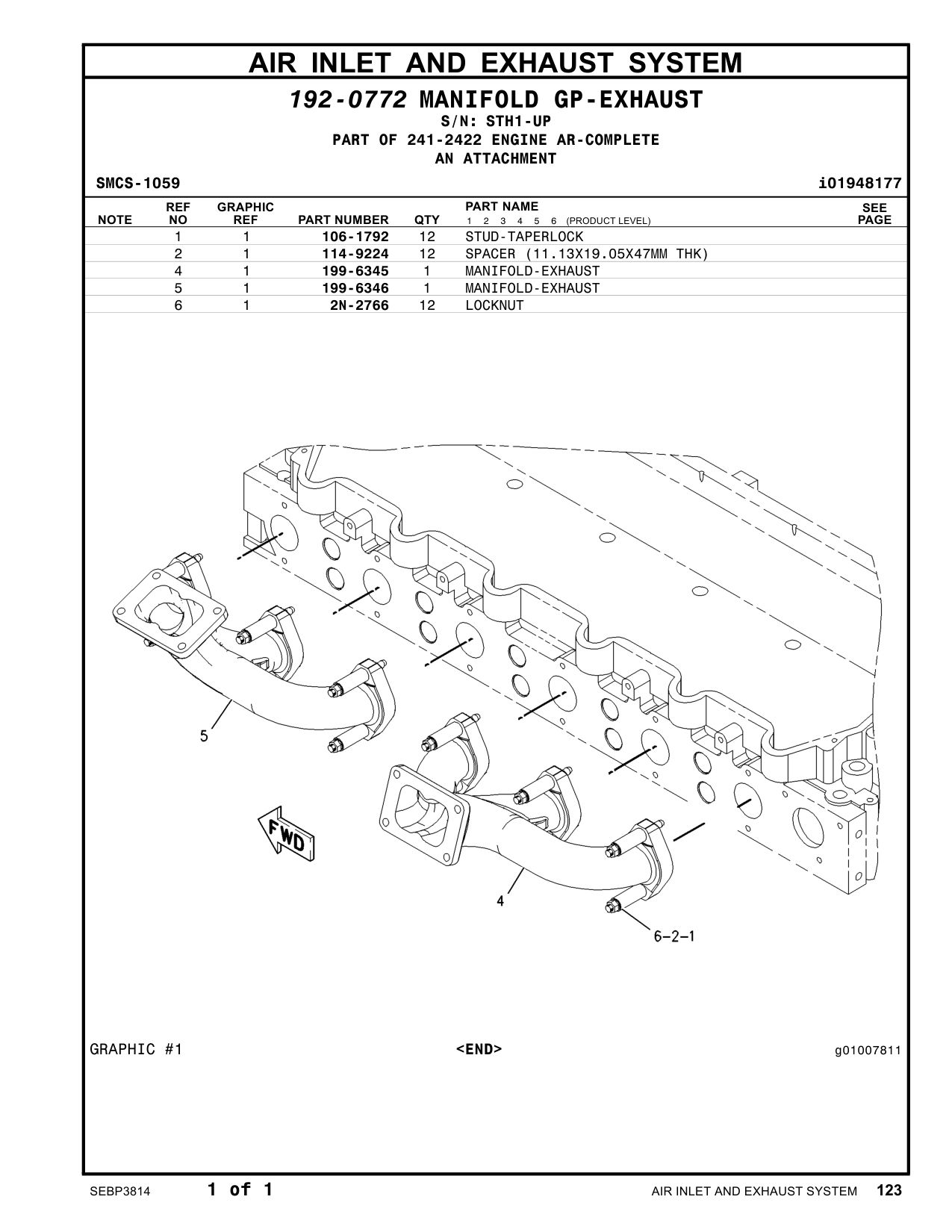 114-9224 SPACER (11.13X19.05X47MM THK) · S/N STH1-UP CAT parts manual diagram