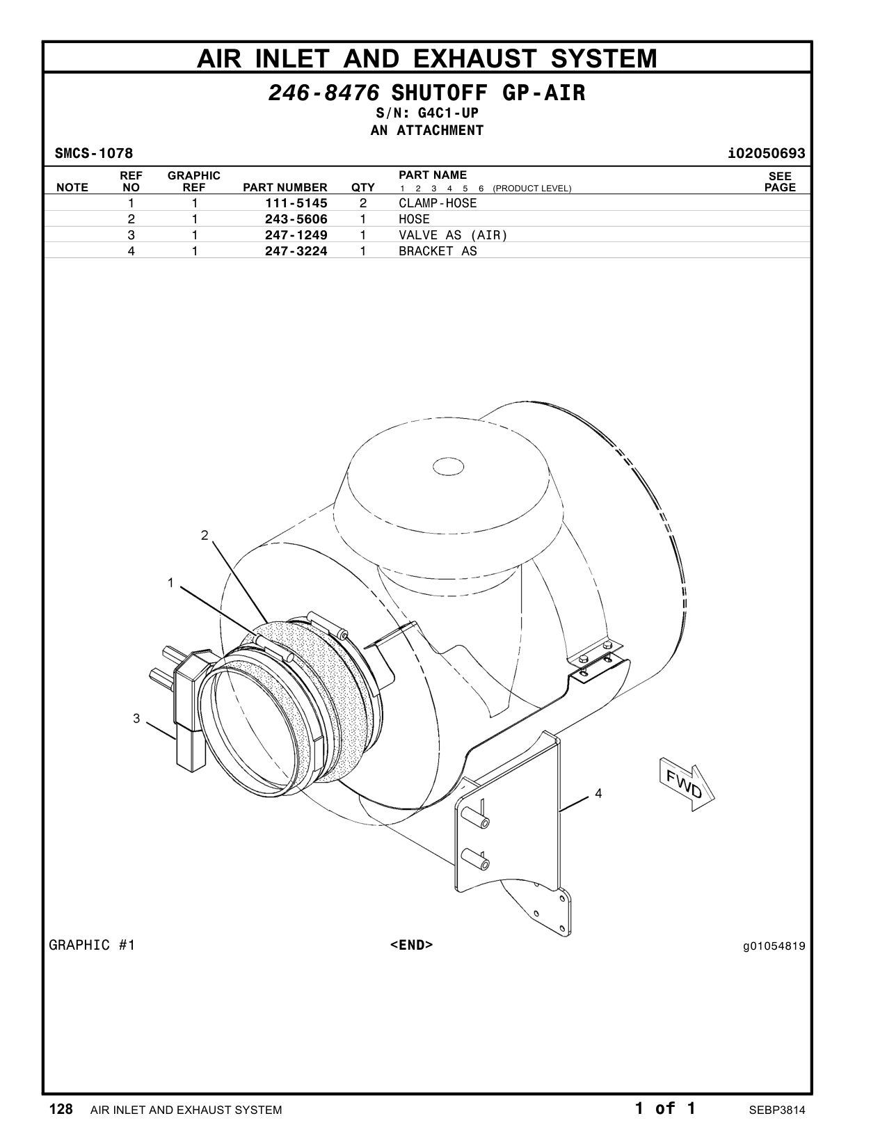 247-3224 BRACKET AS · S/N G4C1-UP CAT parts manual diagram