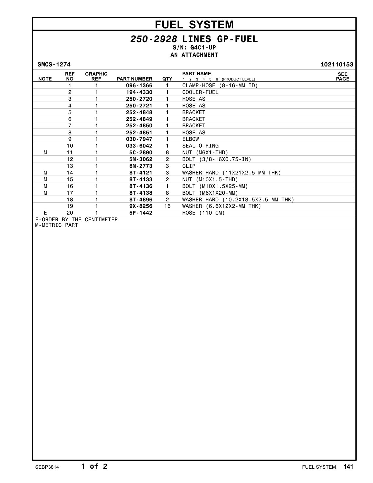 252-4851 HOSE AS · S/N G4C1-UP CAT parts manual diagram