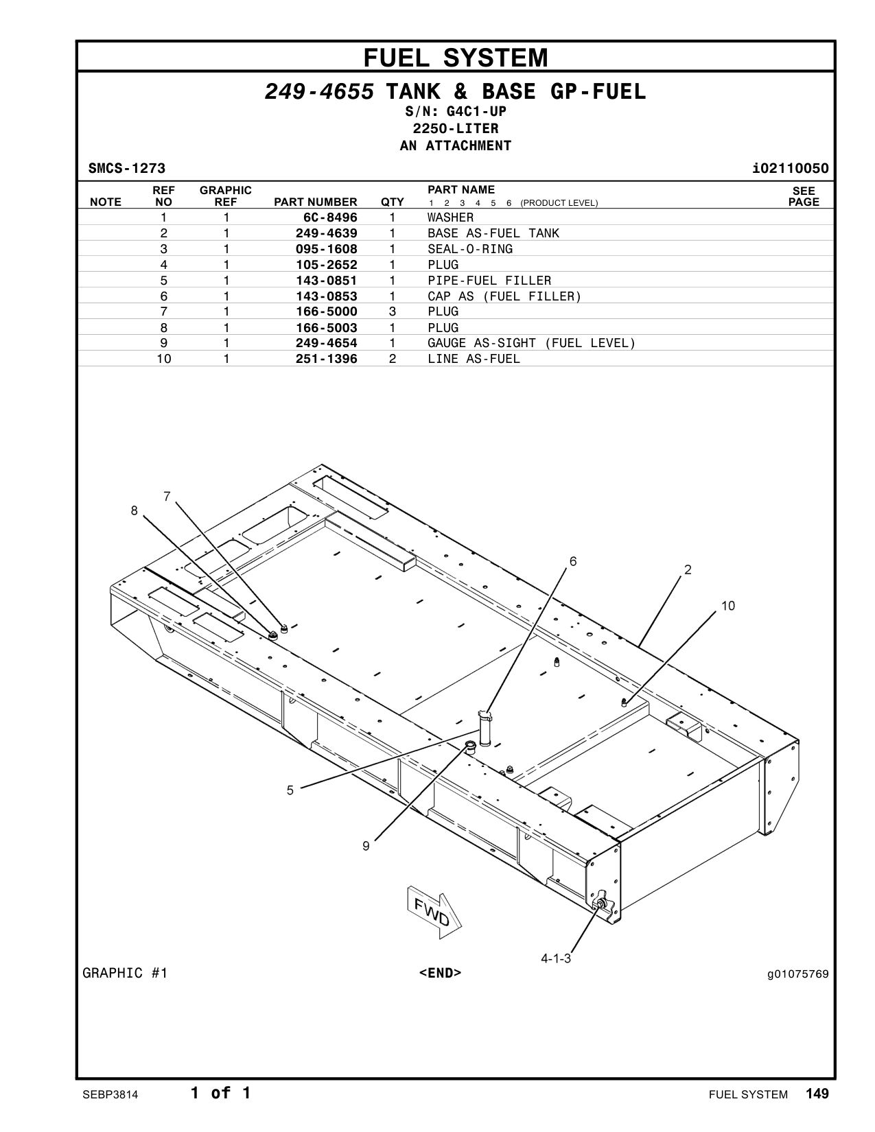 143-0853 CAP AS (FUEL FILLER) · S/N G4C1-UP CAT parts manual diagram