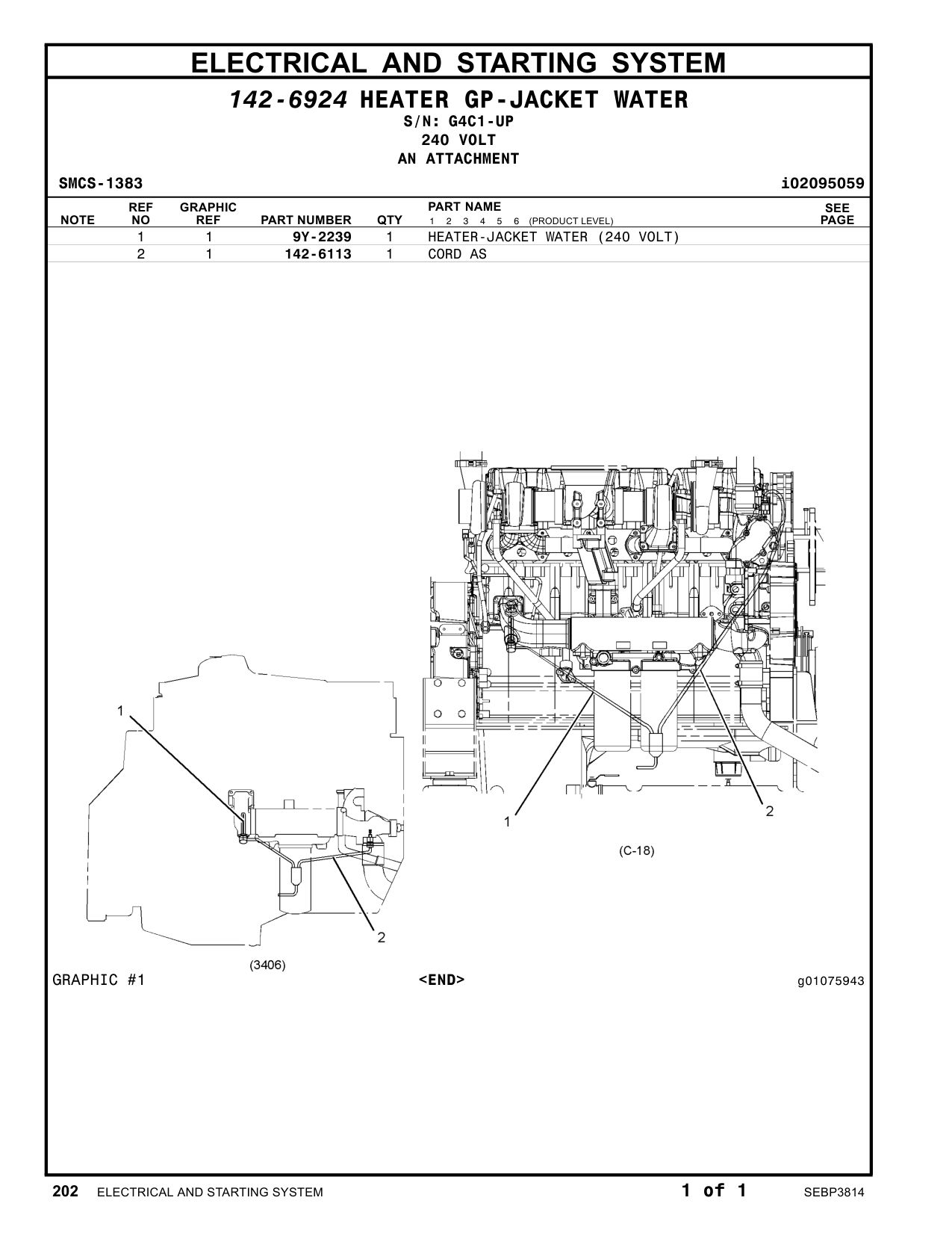142-6113 CORD AS · S/N G4C1-UP CAT parts manual diagram