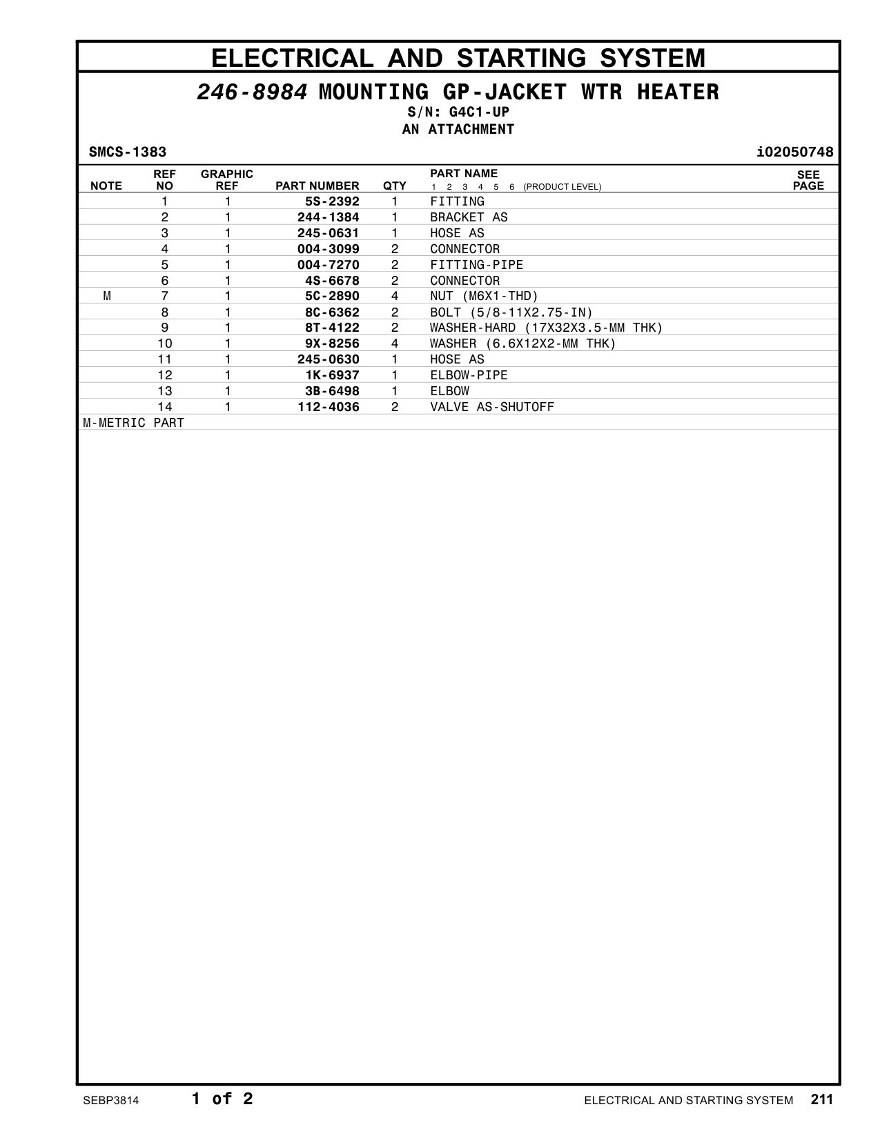 244-1384 BRACKET AS · S/N G4C1-UP CAT parts manual diagram