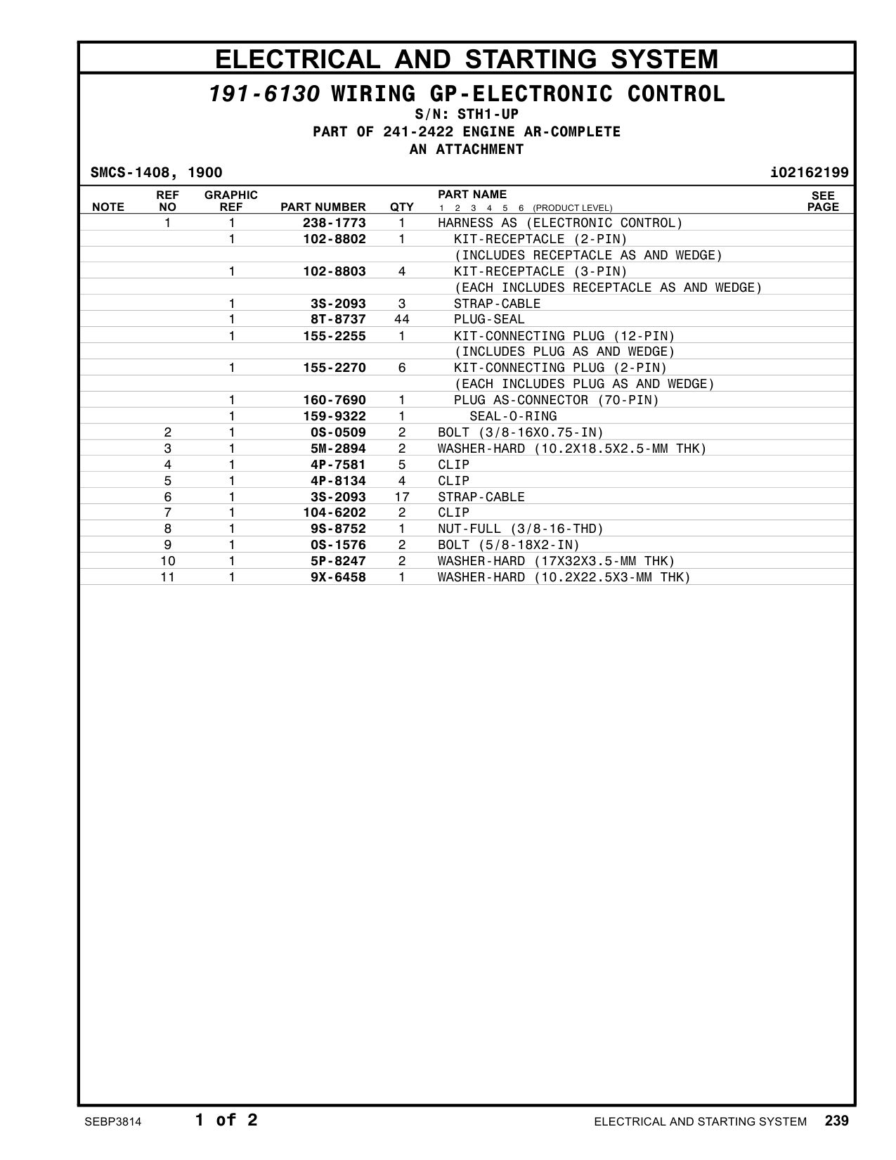 238-1773 HARNESS AS (ELECTRONIC CONTROL) · S/N STH1-UP CAT parts manual diagram
