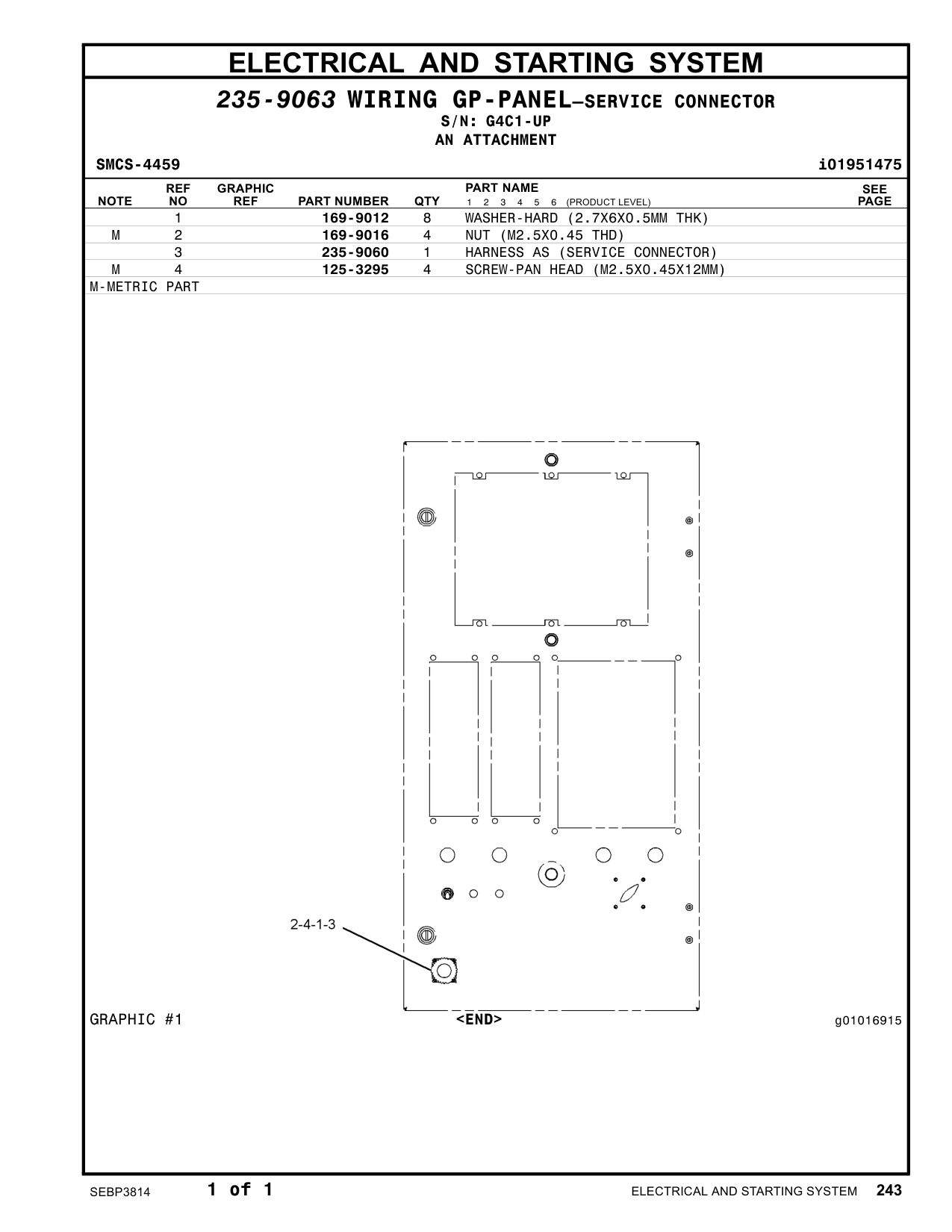 235-9060 HARNESS AS (SERVICE CONNECTOR) · S/N G4C1-UP CAT parts manual diagram