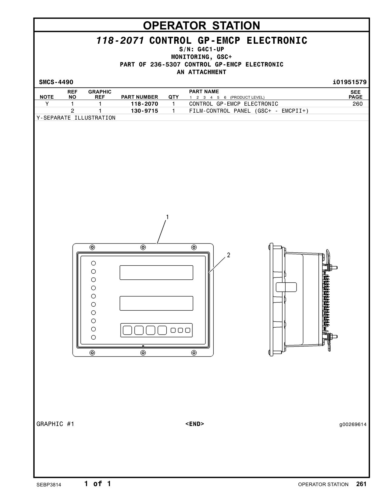 130-9715 FILM-CONTROL PANEL (GSC+ - EMCPII+) · S/N G4C1-UP CAT parts manual diagram