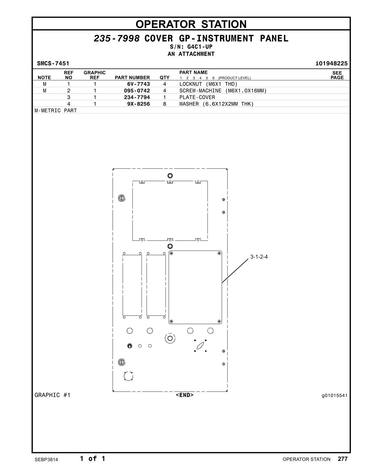 234-7794 PLATE-COVER · S/N G4C1-UP CAT parts manual diagram