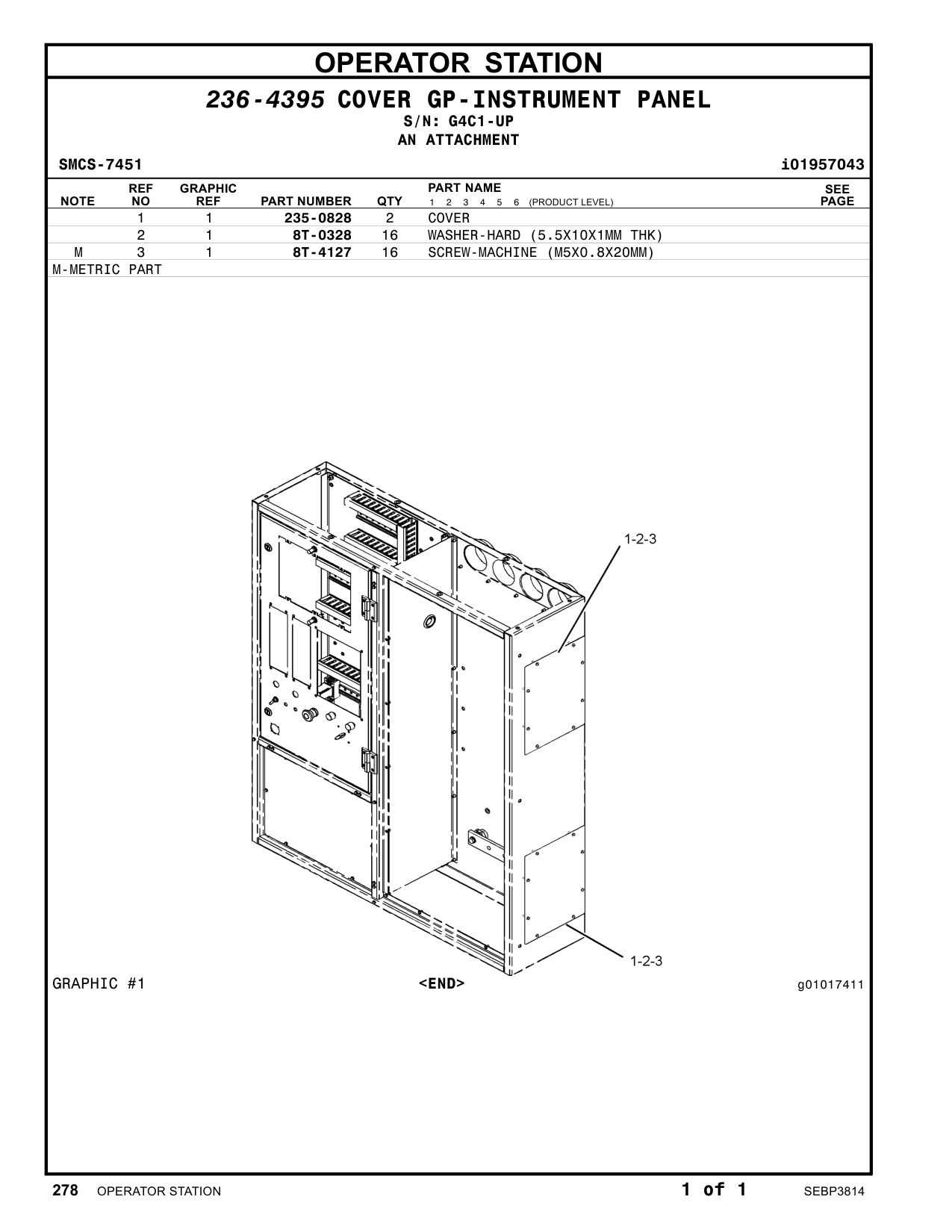 235-0828 COVER · S/N G4C1-UP CAT parts manual diagram