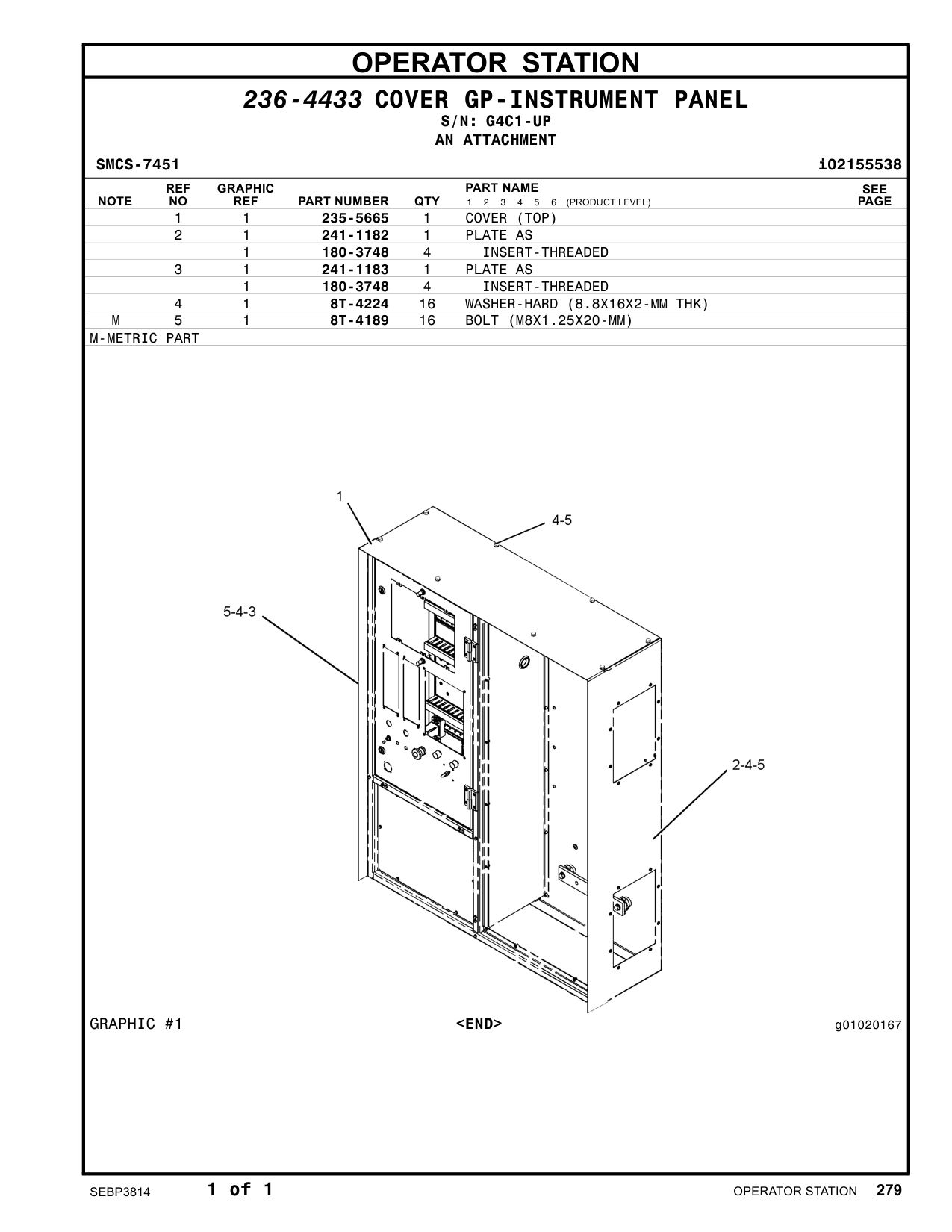 241-1183 PLATE AS · S/N G4C1-UP CAT parts manual diagram