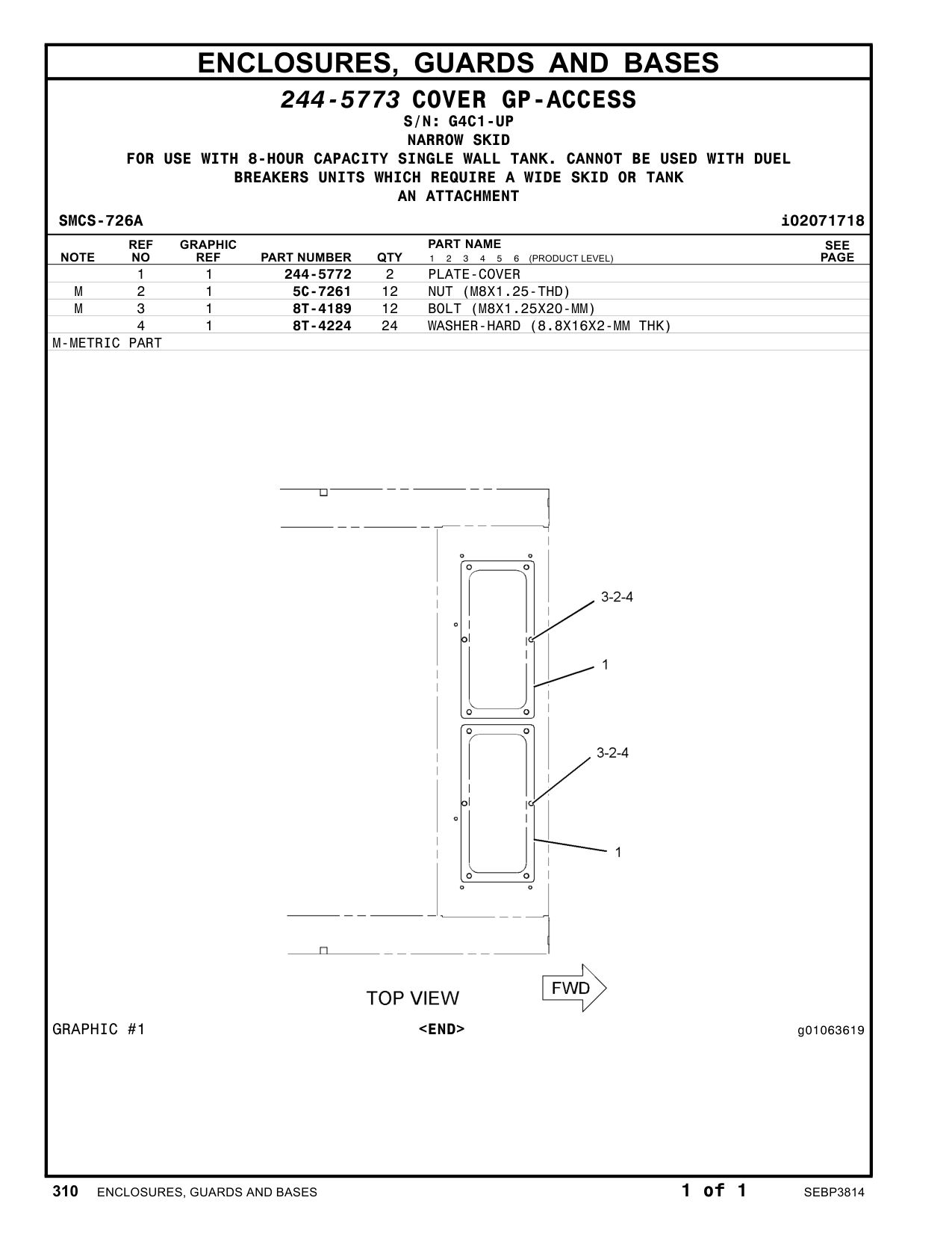 244-5772 PLATE-COVER · S/N G4C1-UP CAT parts manual diagram