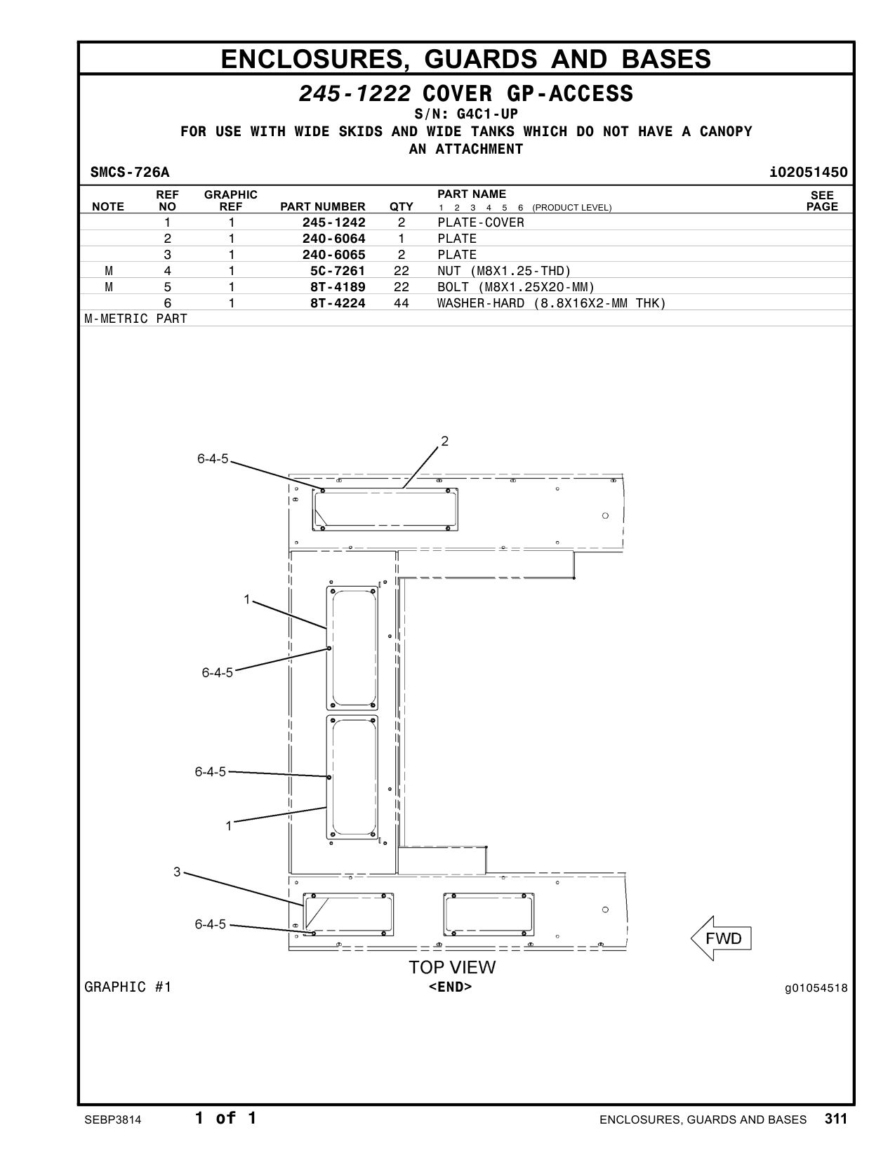 240-6065 PLATE · S/N G4C1-UP CAT parts manual diagram