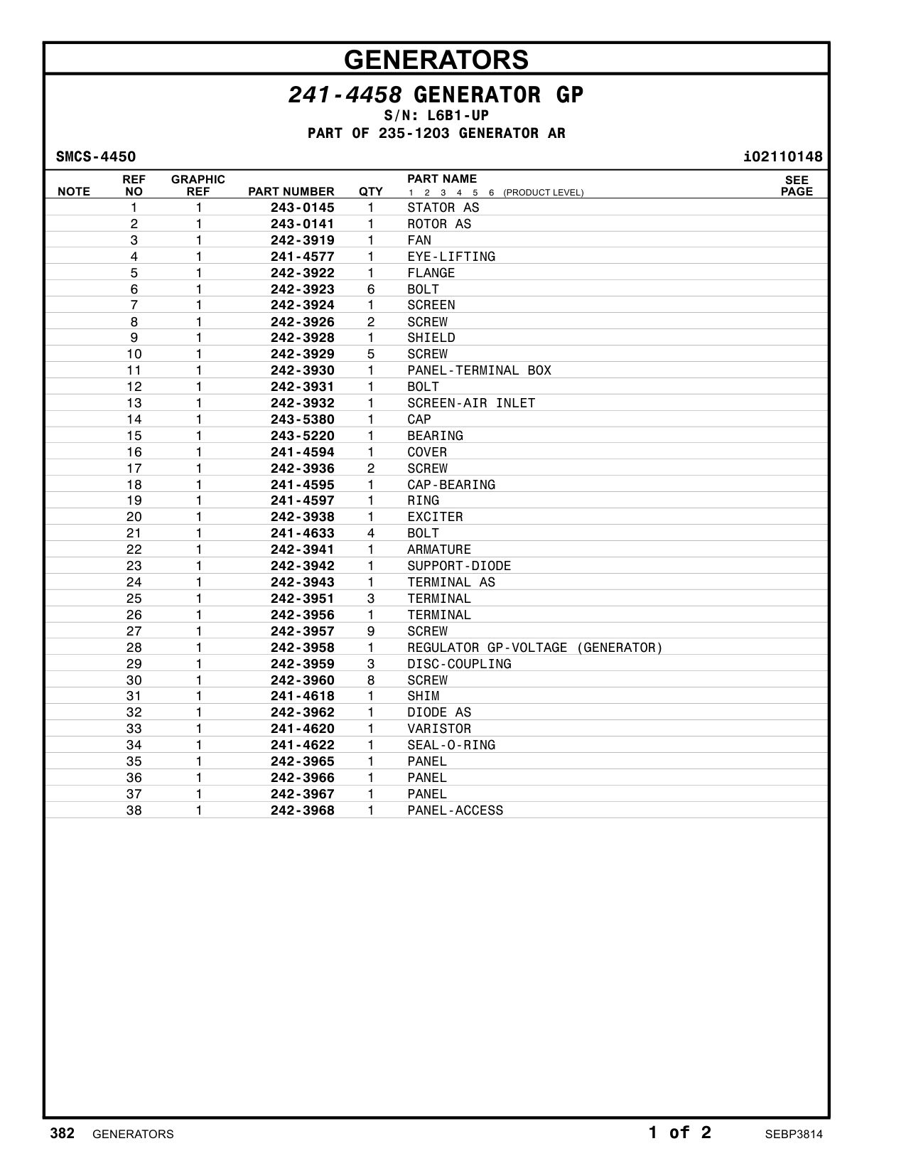242-3962 DIODE AS · S/N L6B1-UP CAT parts manual diagram