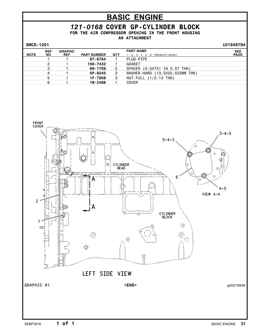 6N-1709 SPACER (0.547X1 IN 0.57 THK) CAT parts manual diagram