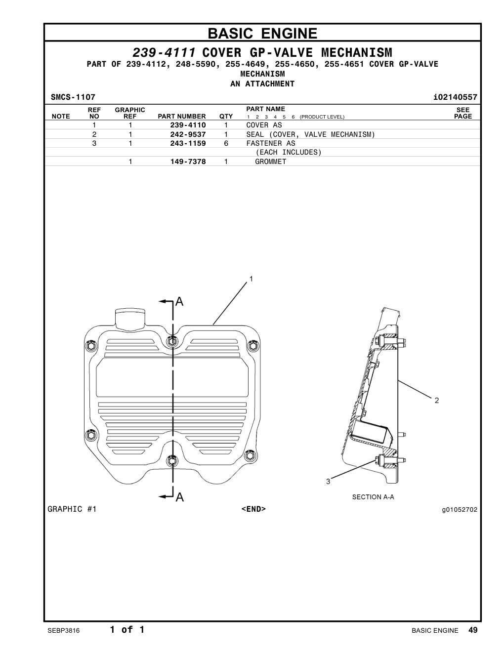 239-4110 COVER AS CAT parts manual diagram